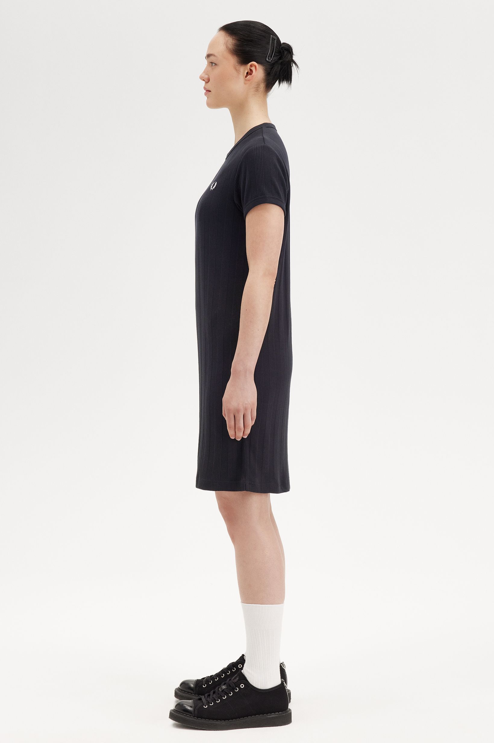 Fred Perry Ribbed T-Shirt Dress in Black