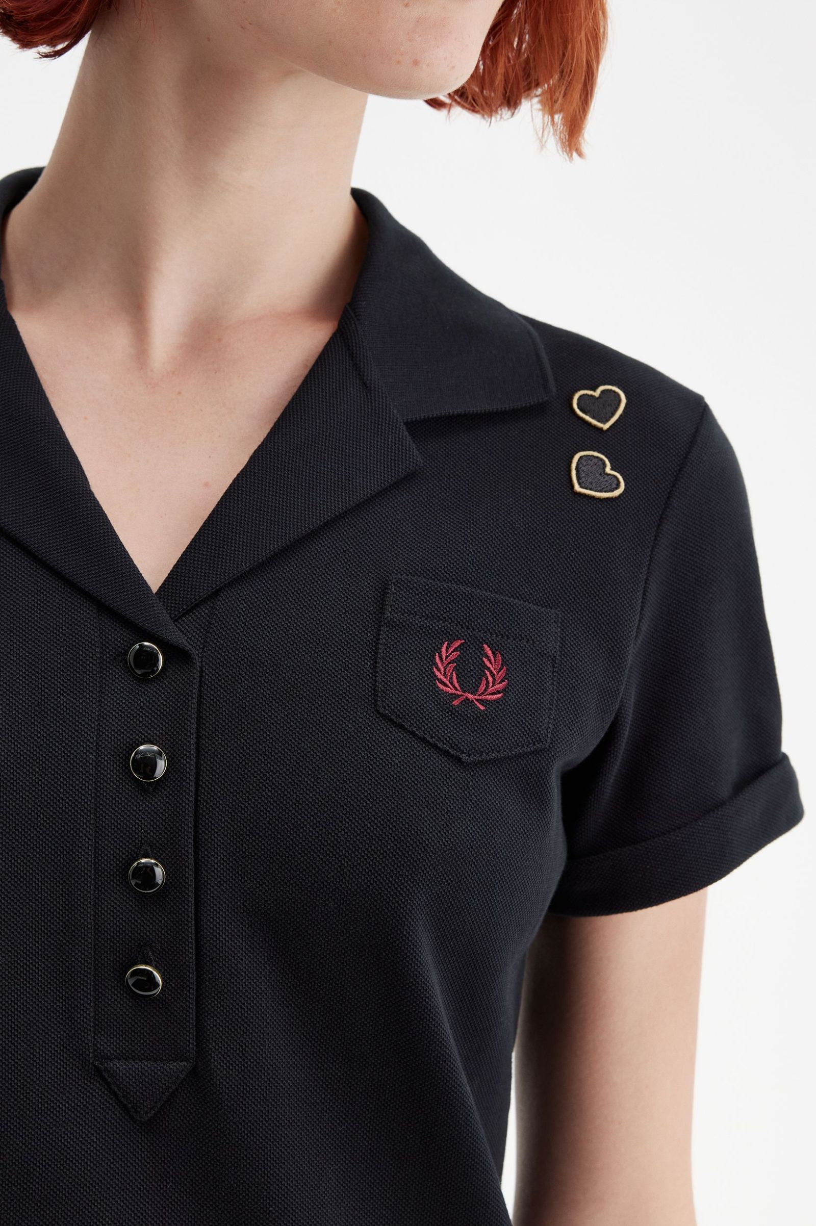 Fred Perry Amy Winehouse Pocket Detail Polo Shirt in Black