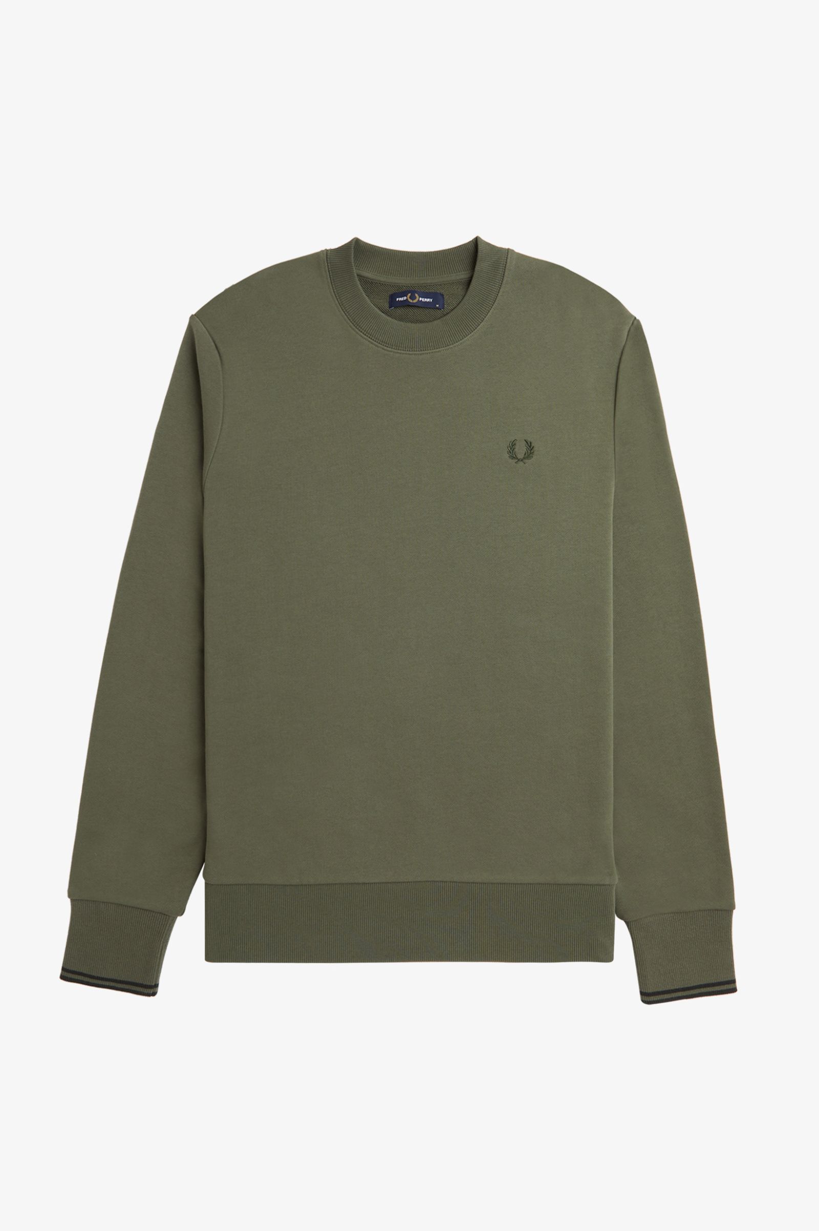 Fred Perry Crew Neck Sweatshirt in Hunting Green / Laurel Wreath Green