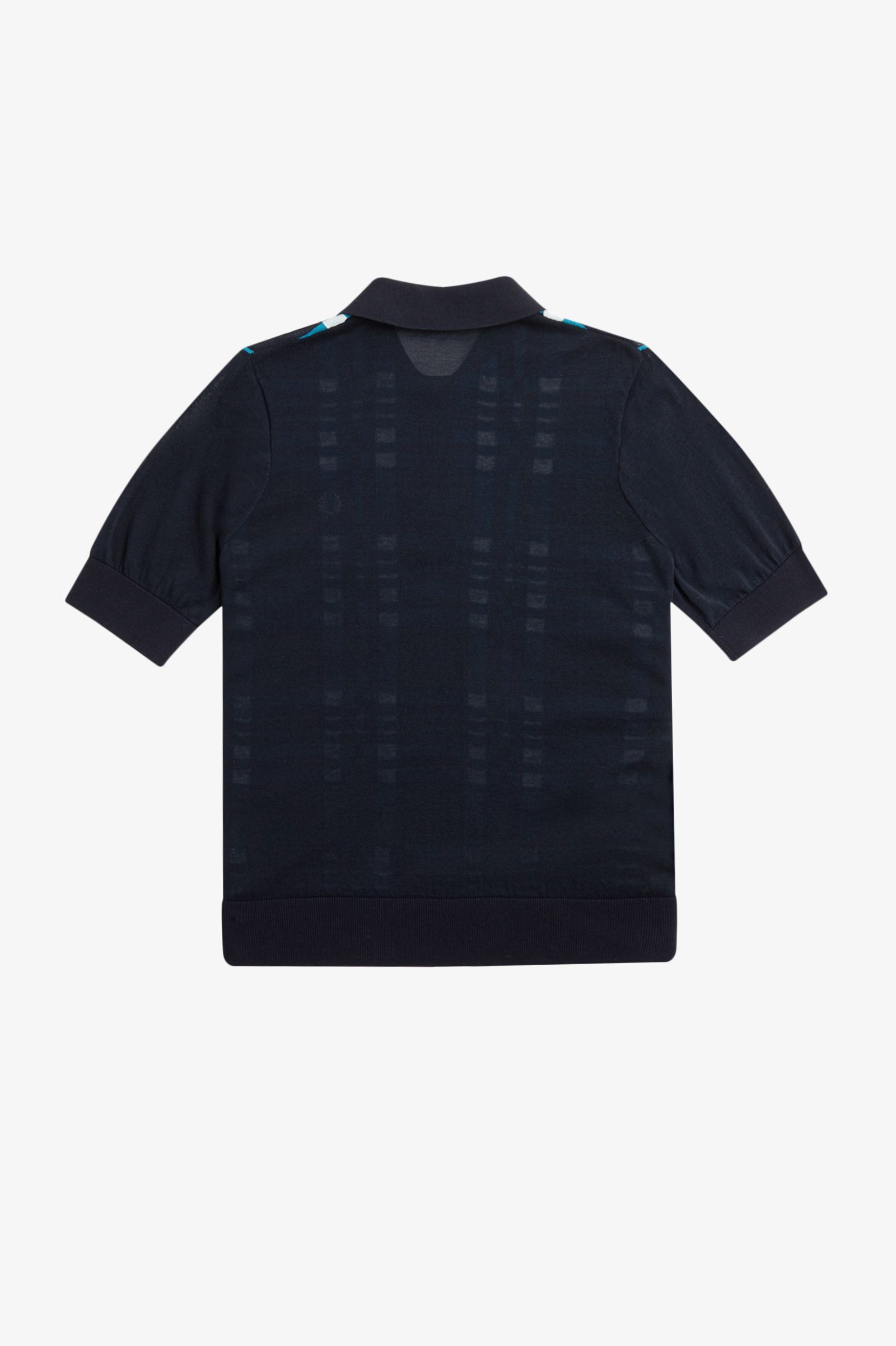 Fred Perry Sheer Tartan Knitted Shirt Navy