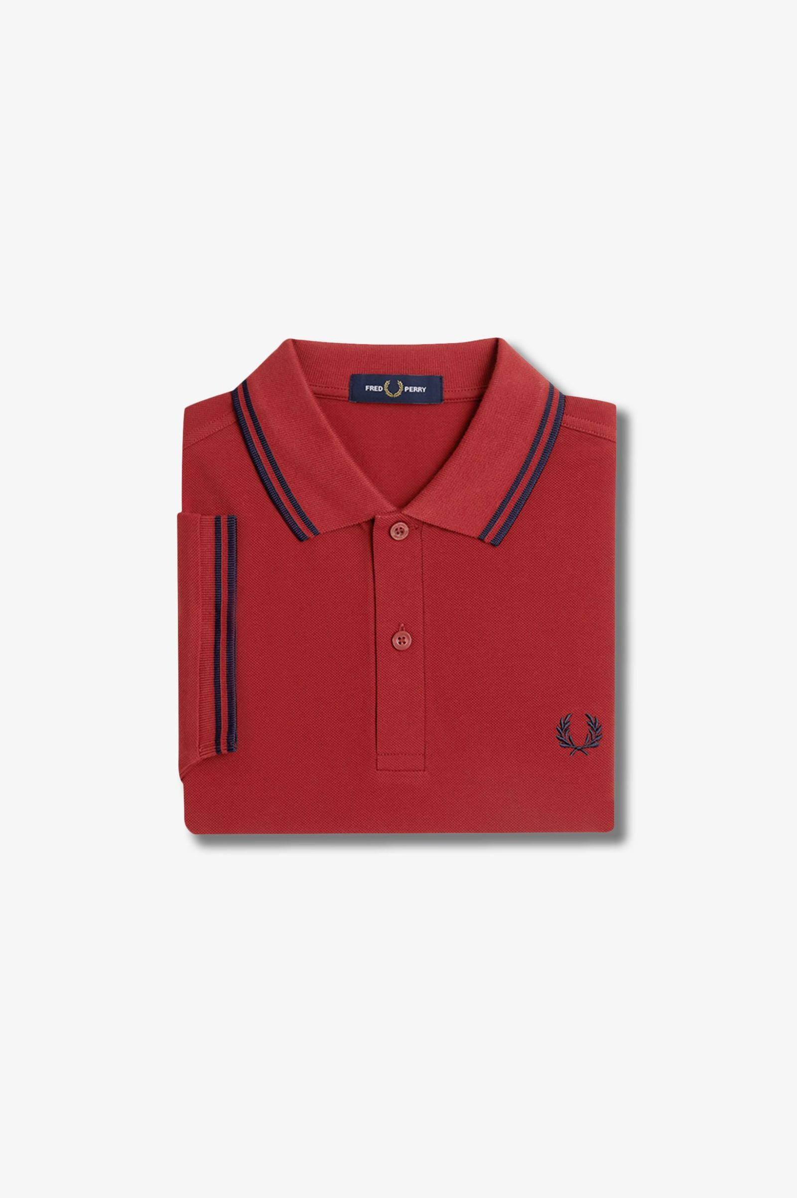 Fred Perry Twin Tipped Shirt in Burnt Red/Navy