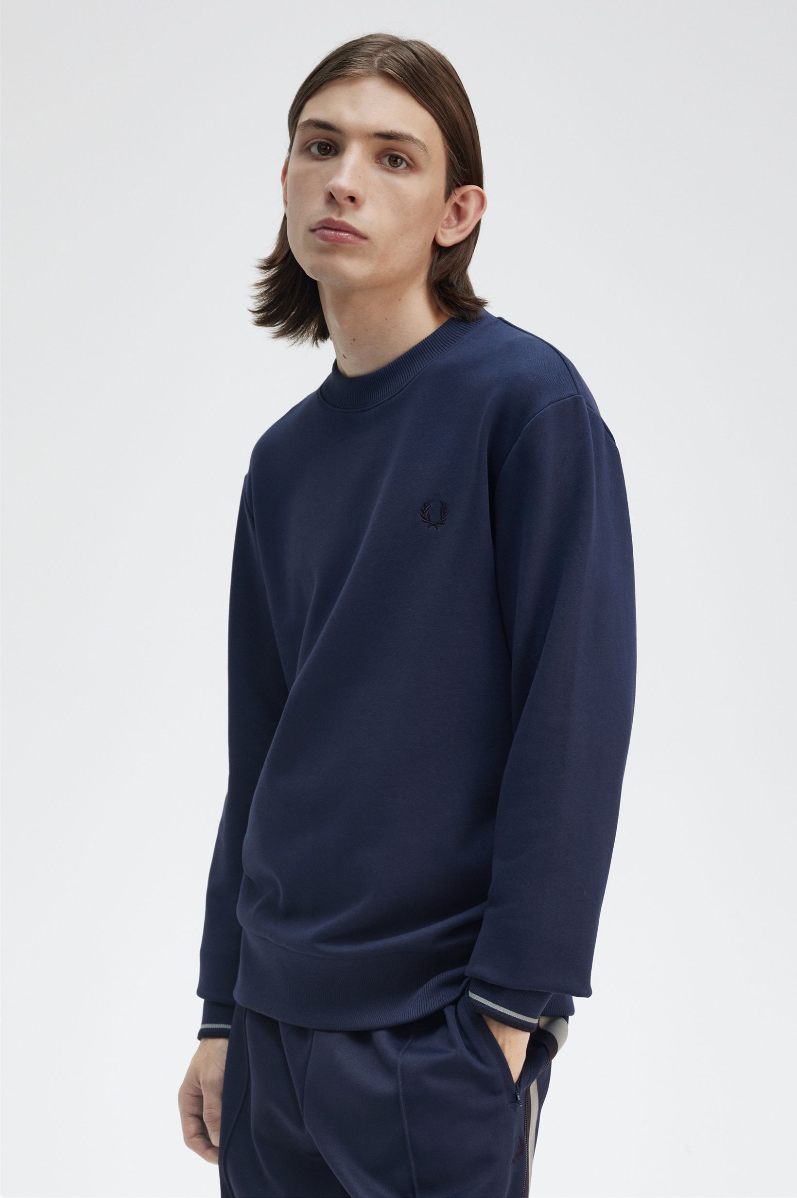 Fred Perry Crew Neck Sweatshirt in Tennisblue 