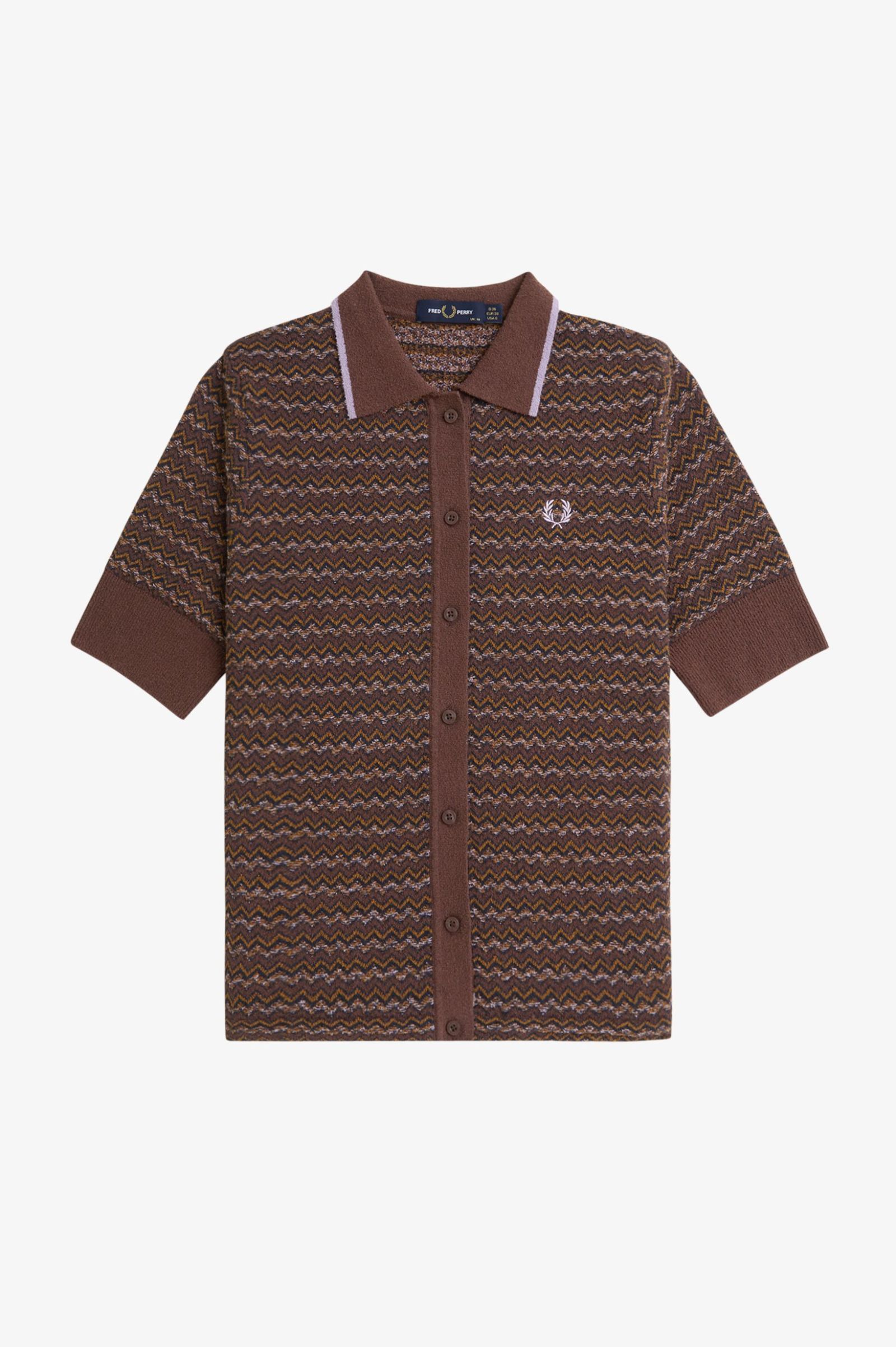 Fred Perry Boucle Jacquard Strickhemd Shirt Carrington Brick