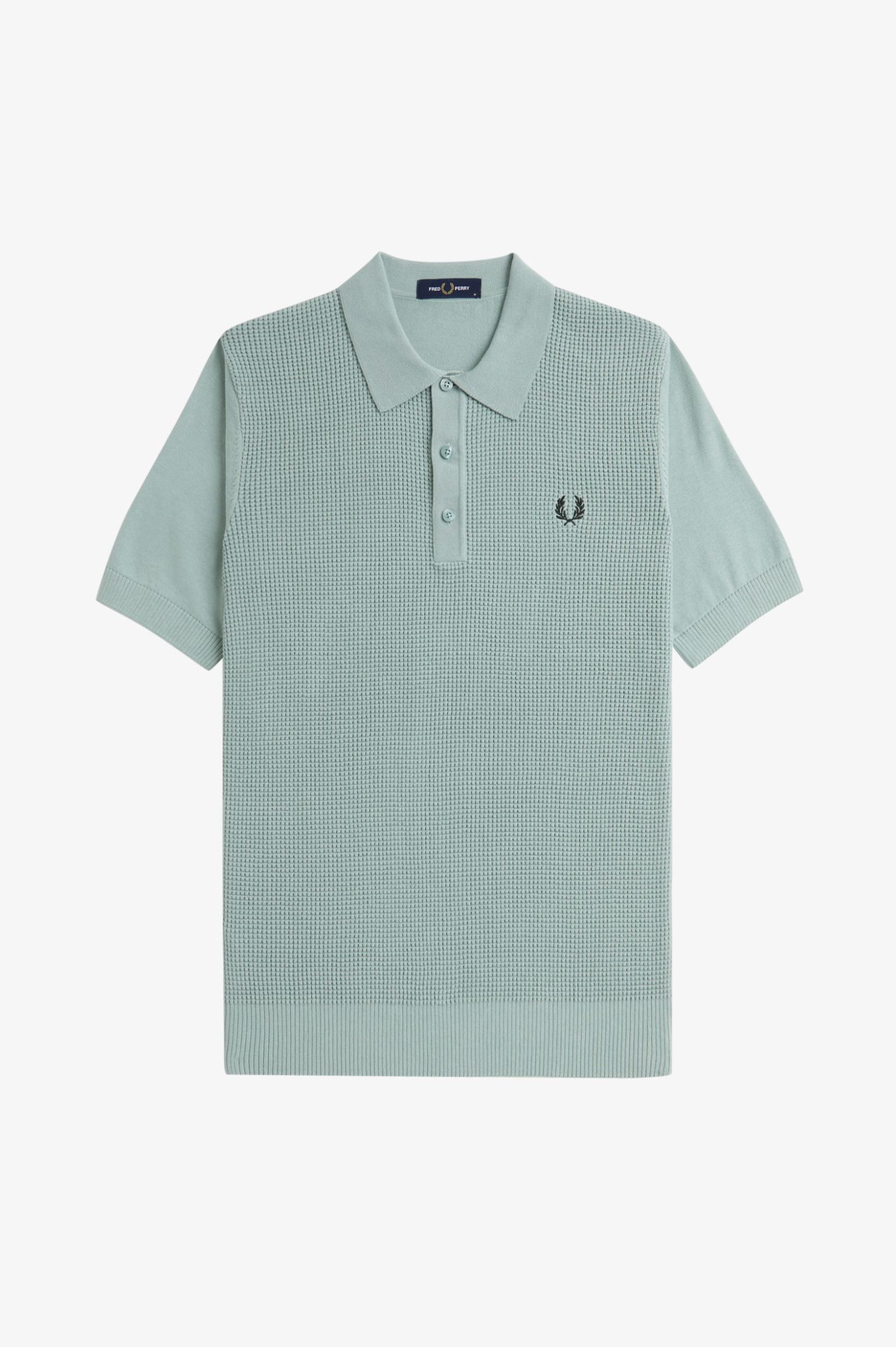 Fred Perry  Waffle Stitch Knitted Shirt in Silver Blue