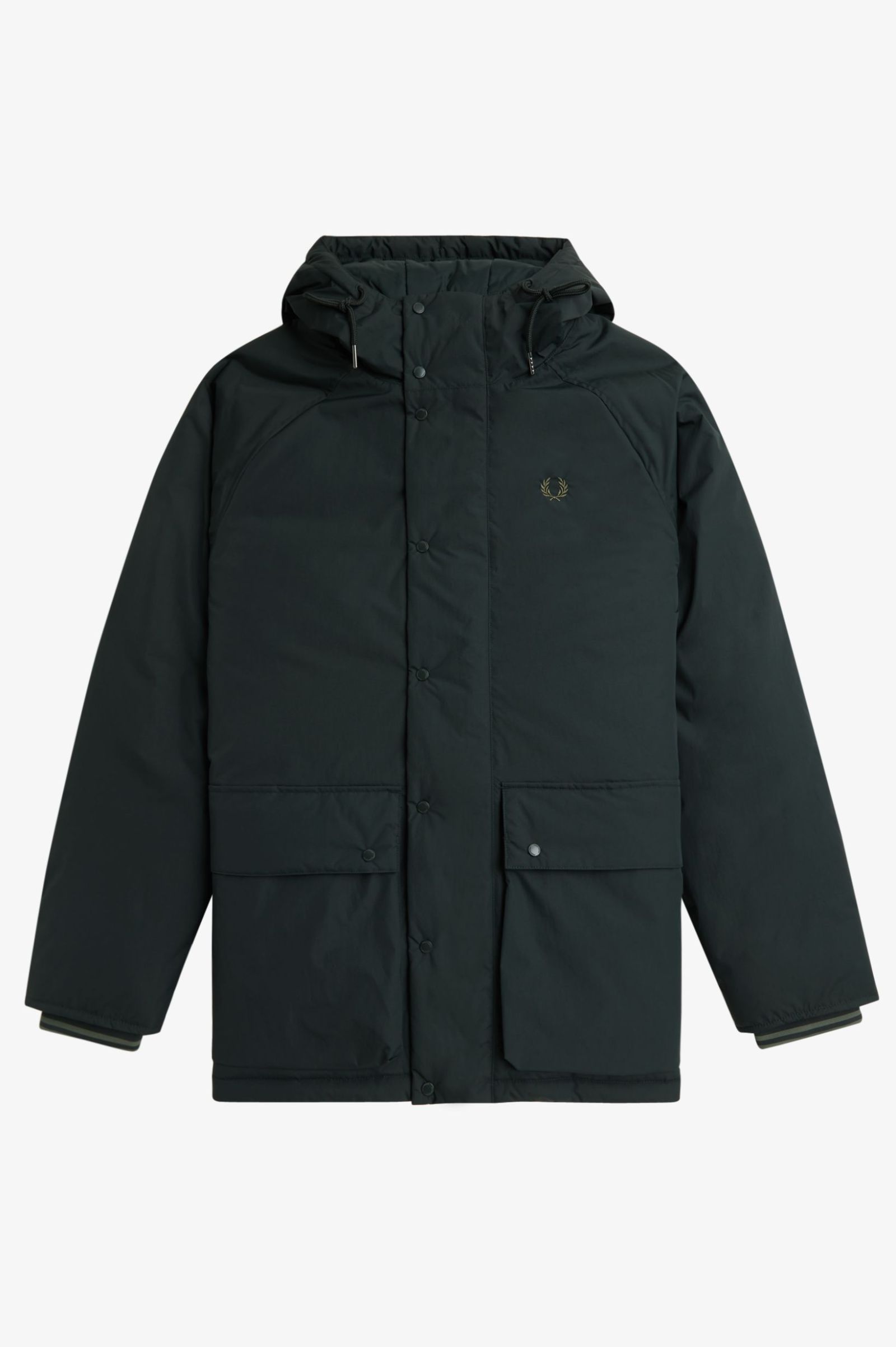 Fred Perry Padded Zip Through Jacket in Night Green 