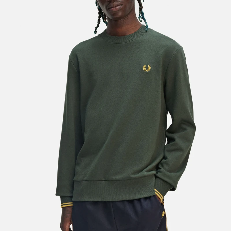 Fred Perry Crew Neck Sweatshirt in Court Green 