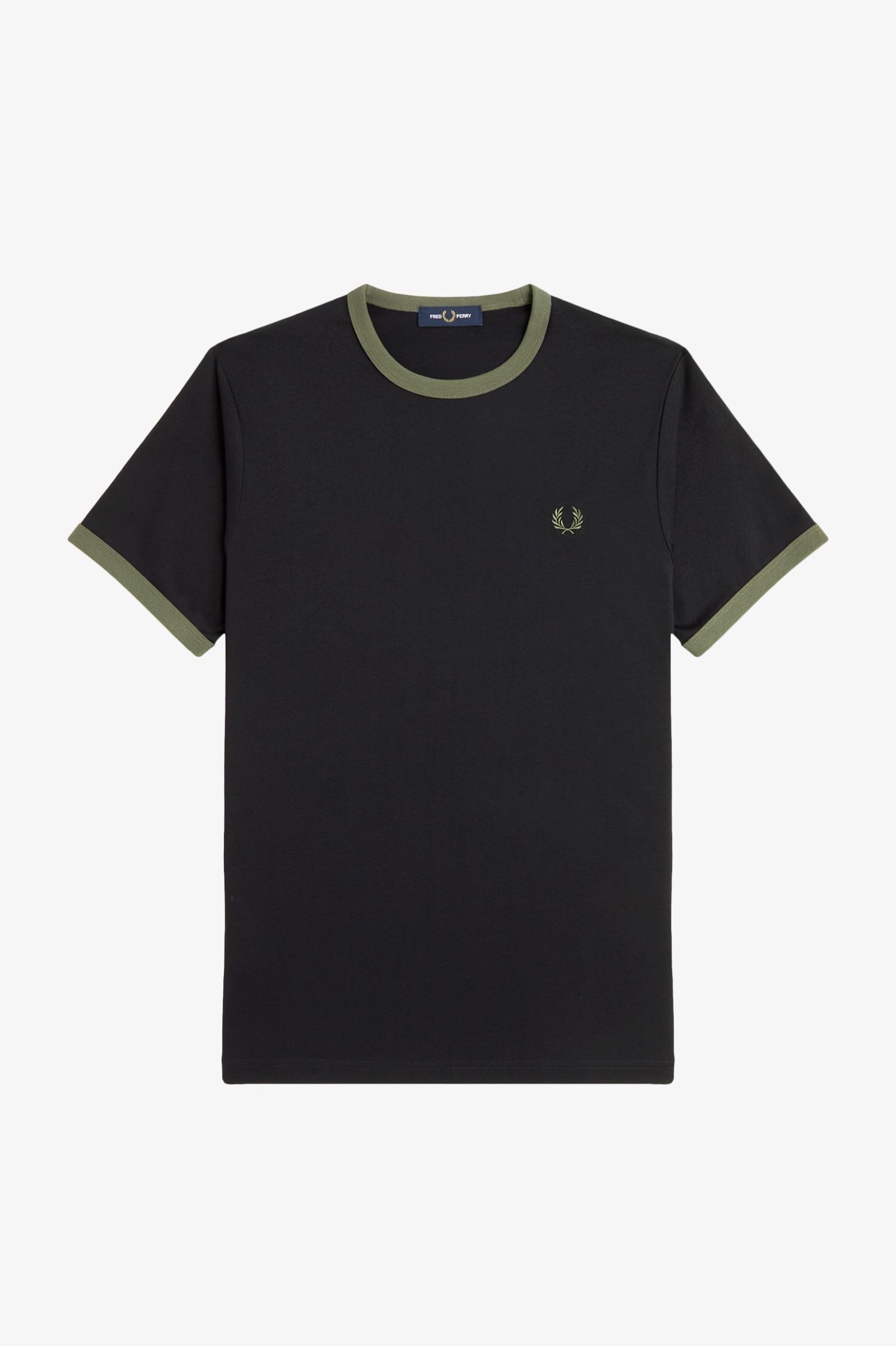 Fred Perry Ringer T-Shirt in Black/LaurelWreth