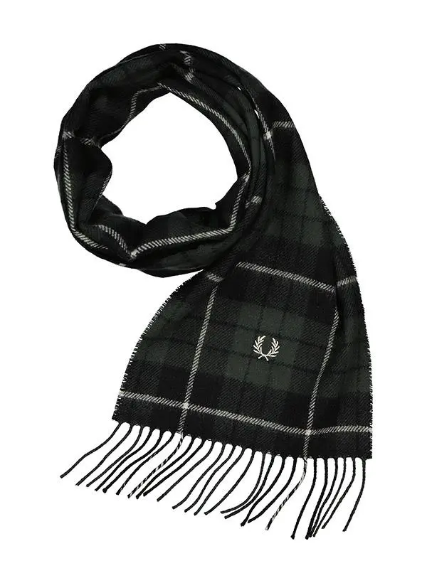 Fred Perry Lambswool Tartan Scarf in Black 