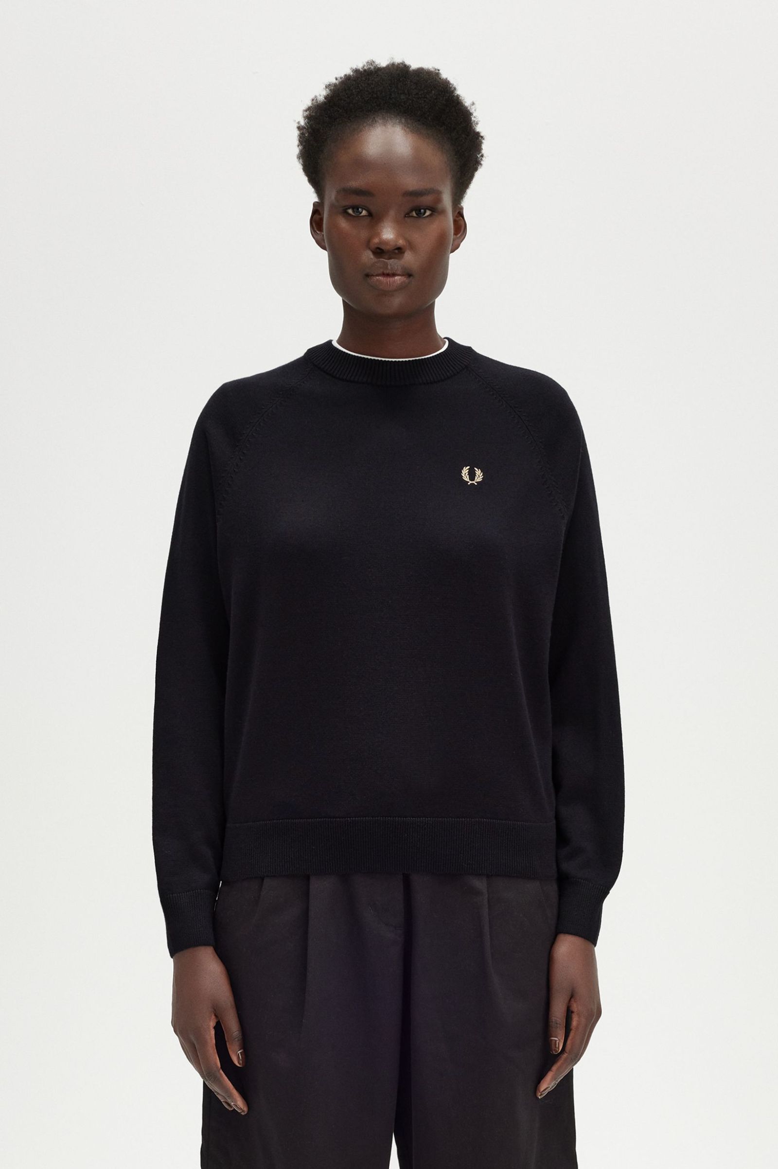 Fred Perry Crew Neck Jumper Damen in Black