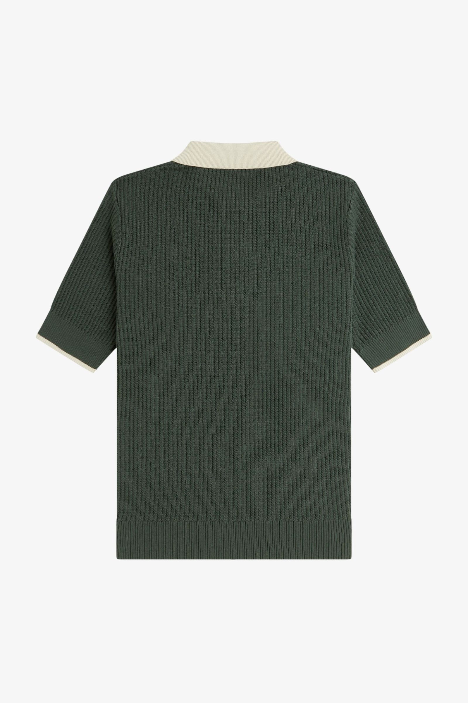 Fred Perry Mesh Knit Polo Shirt in Court Green