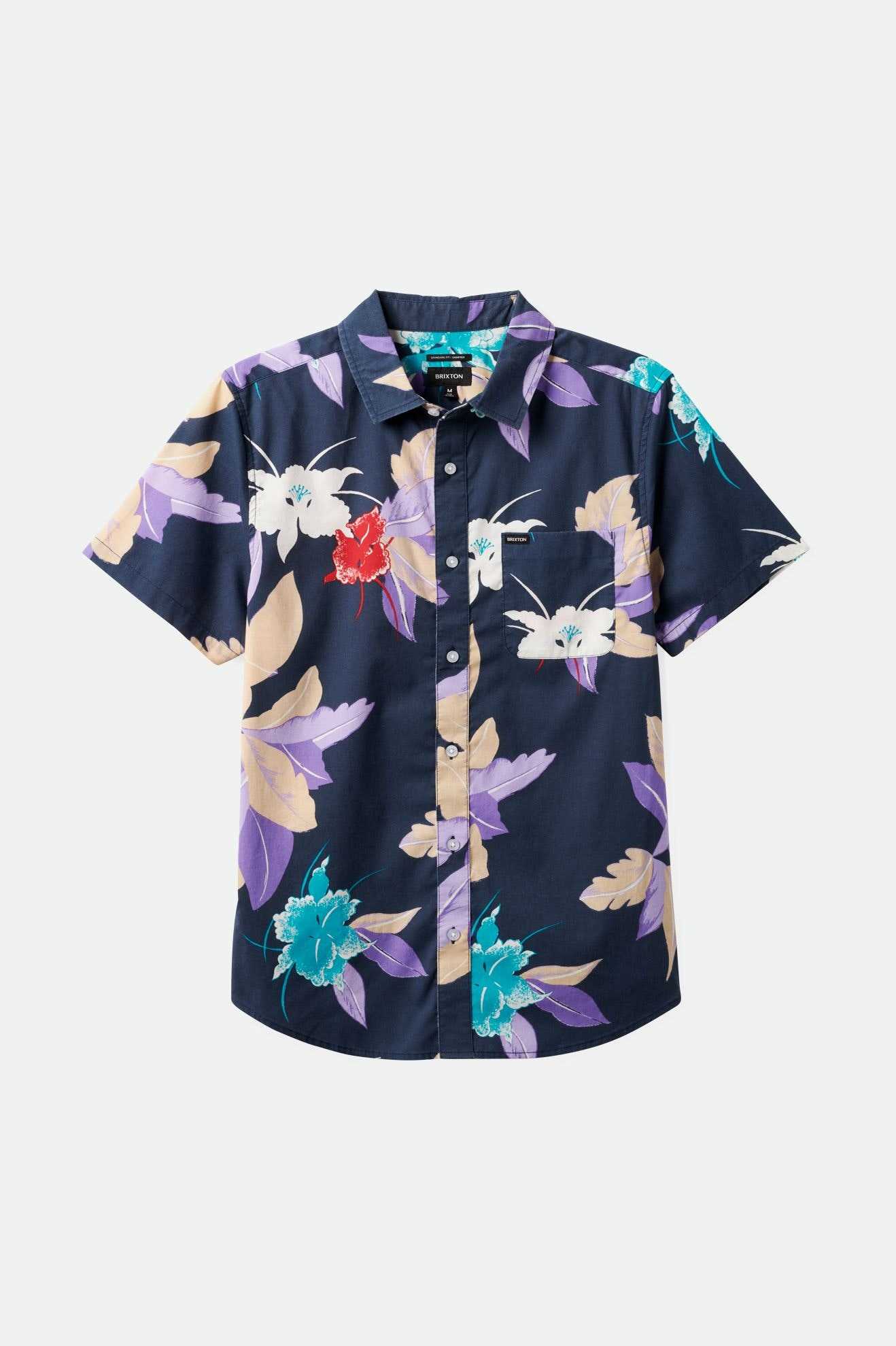 Brixton Charter Print S/S Shirt Washed NAvy Passion