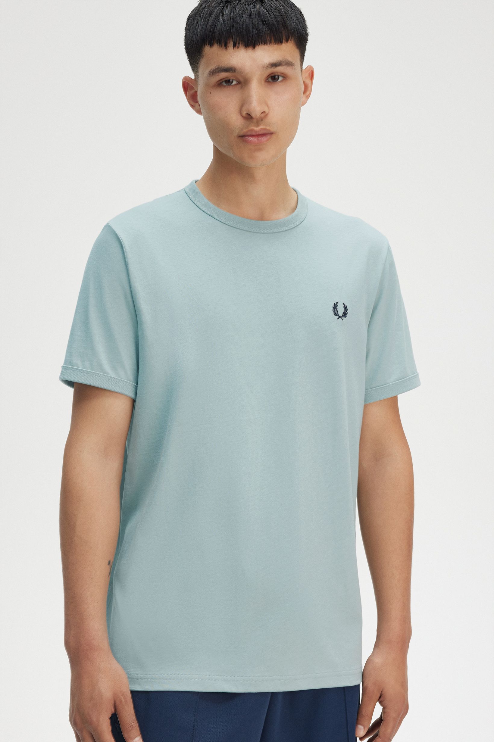 Fred Perry Ringer T-Shirt in Silver Blue