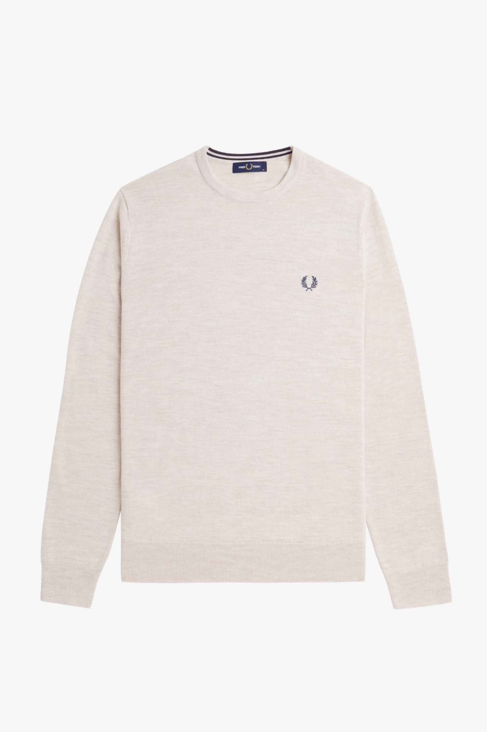 Fred Perry Classic Crew Neck Jumper in Porridge Marl