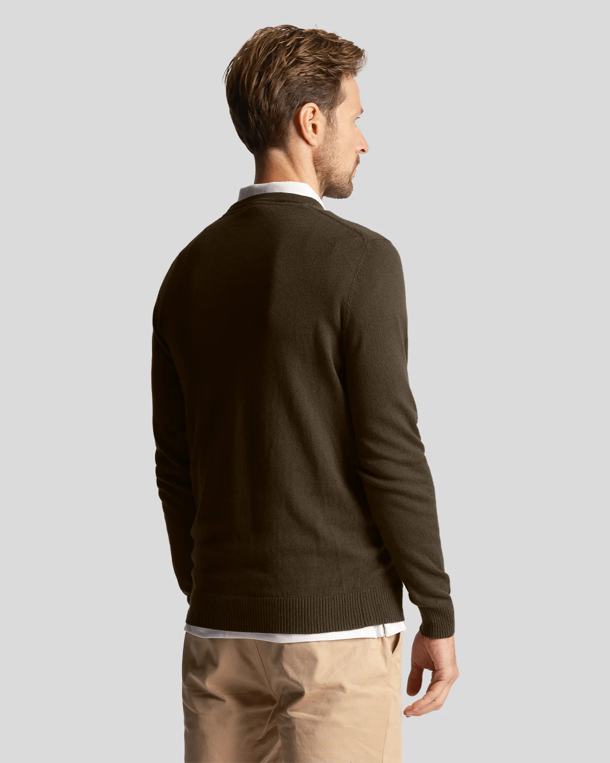 Lyle & Scott Cotton Merino Crew Neck Jumper in Sediment 