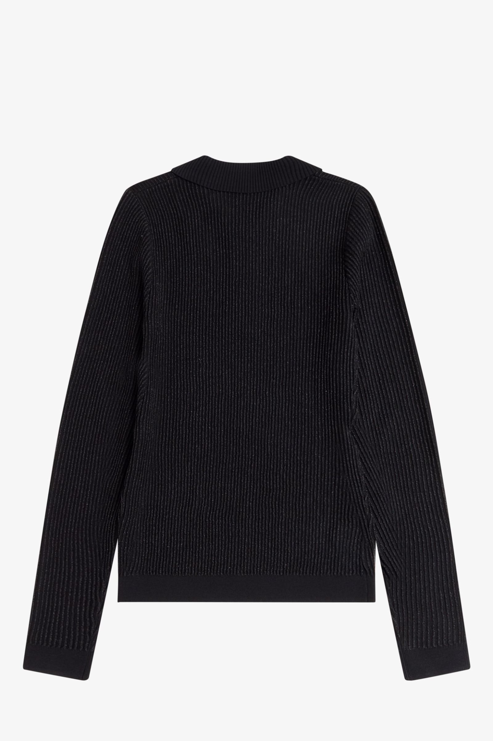 Fred Perry Ribbed Knitted Shirt in Black