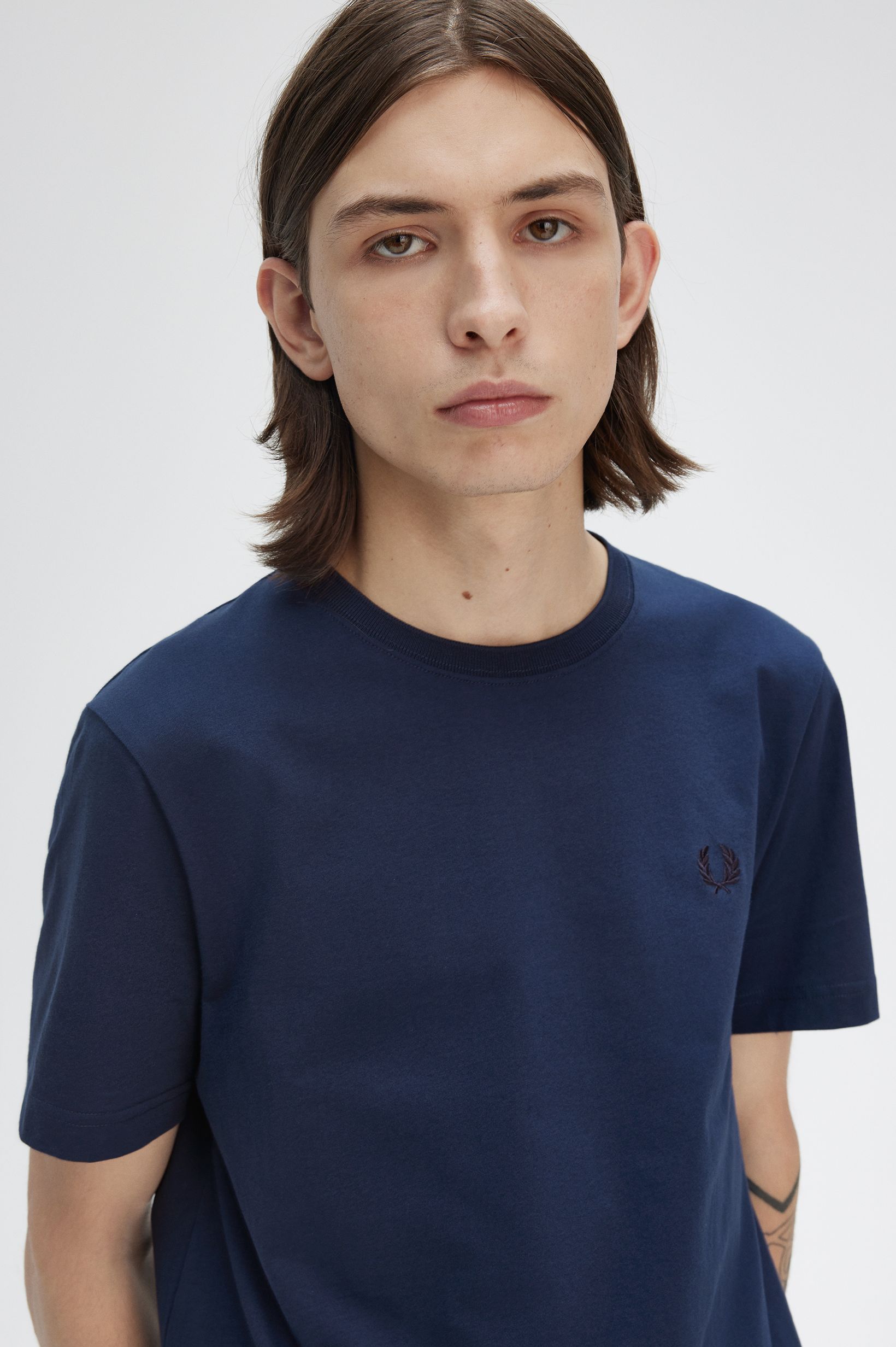 Fred Perry Crew Neck T-Shirt in Tennis Blue