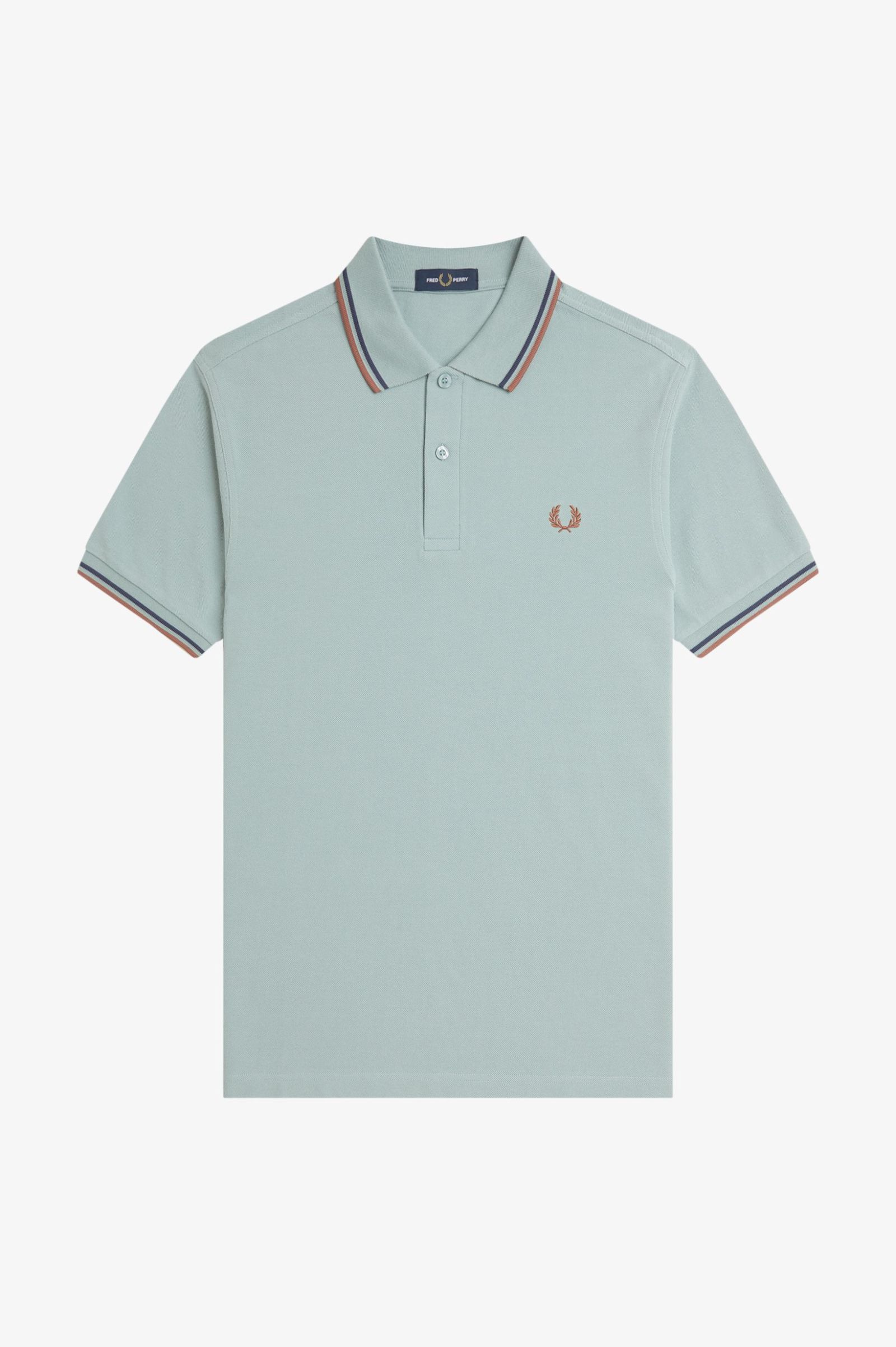 Fred Perry Twin Tipped Shirt in Silver Blue/Tennis Blue/Cinnamon