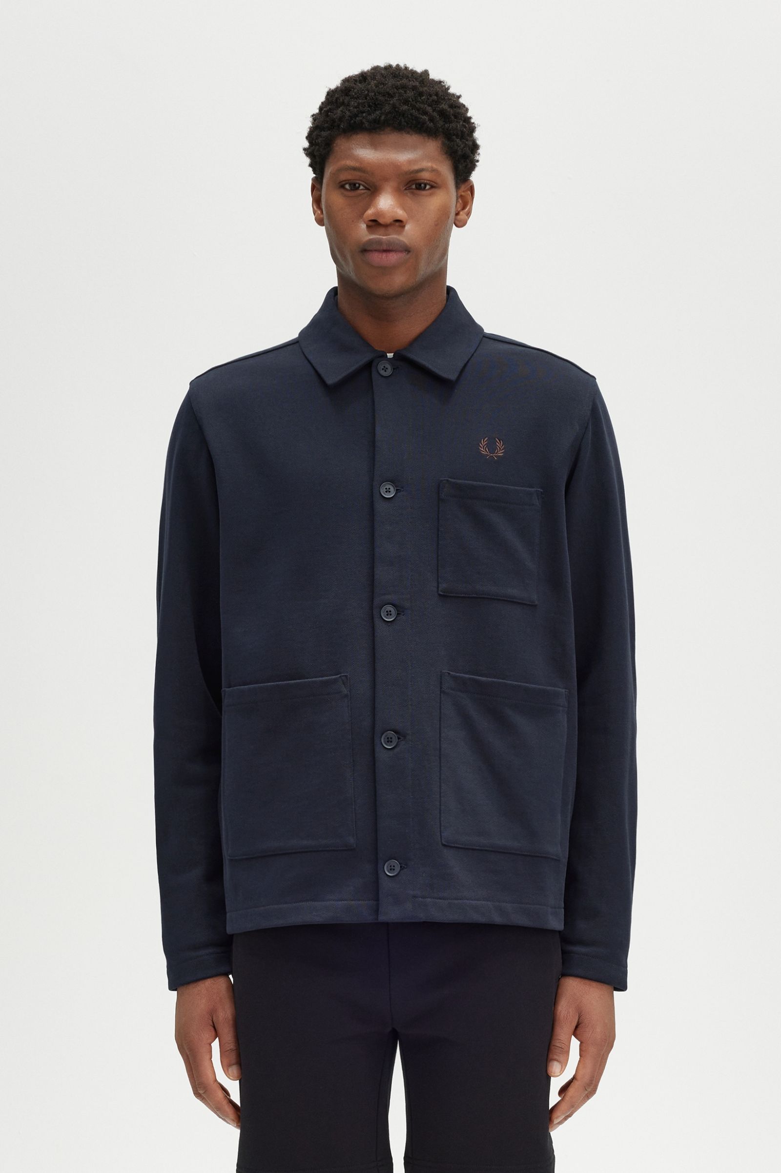 Fred Perry Heavyweight Sweat Overshirt in Black