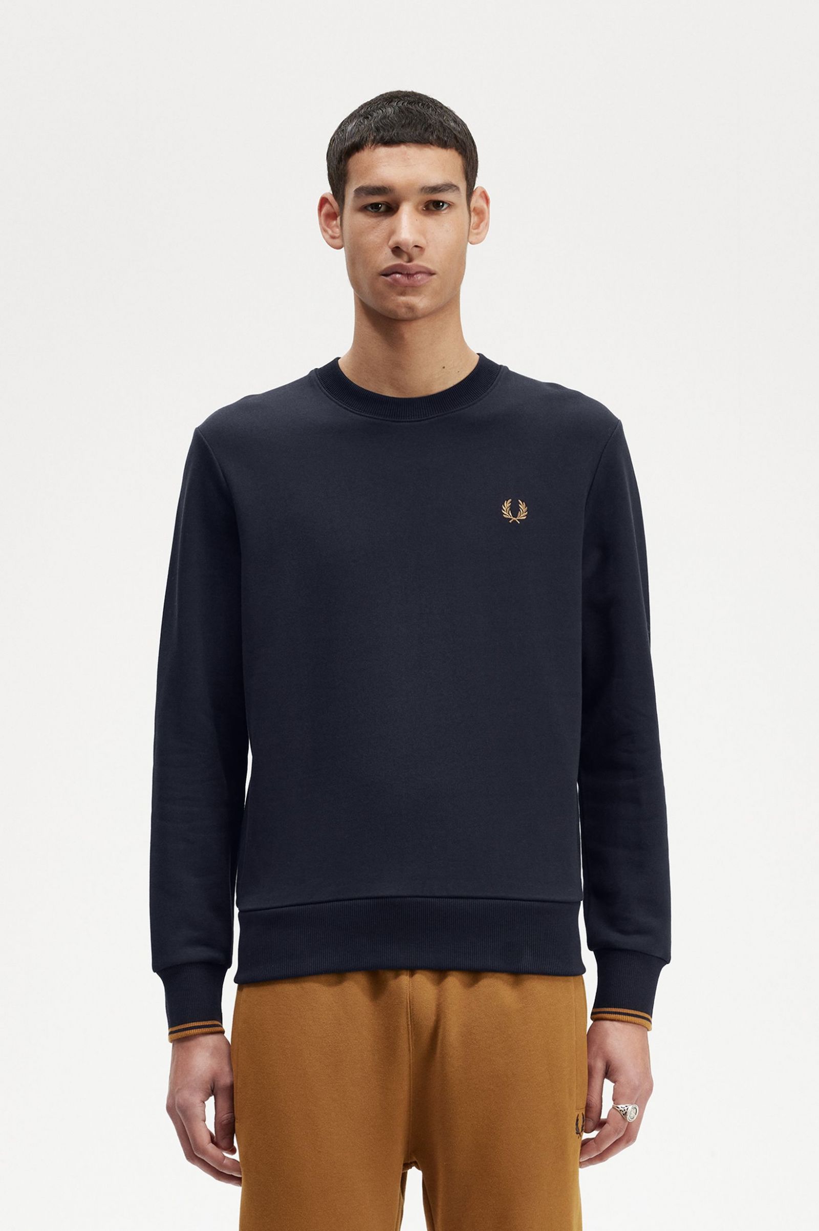 Fred Perry Crew Neck Sweatshirt in Navy 