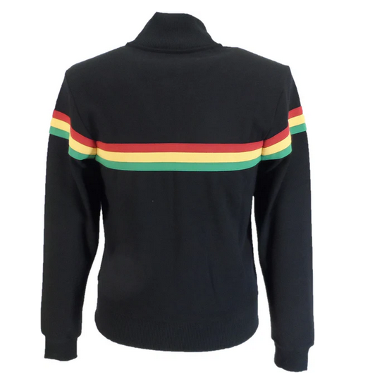 Trojan Retro-Trackjacket with Rasta-Stripes in Black