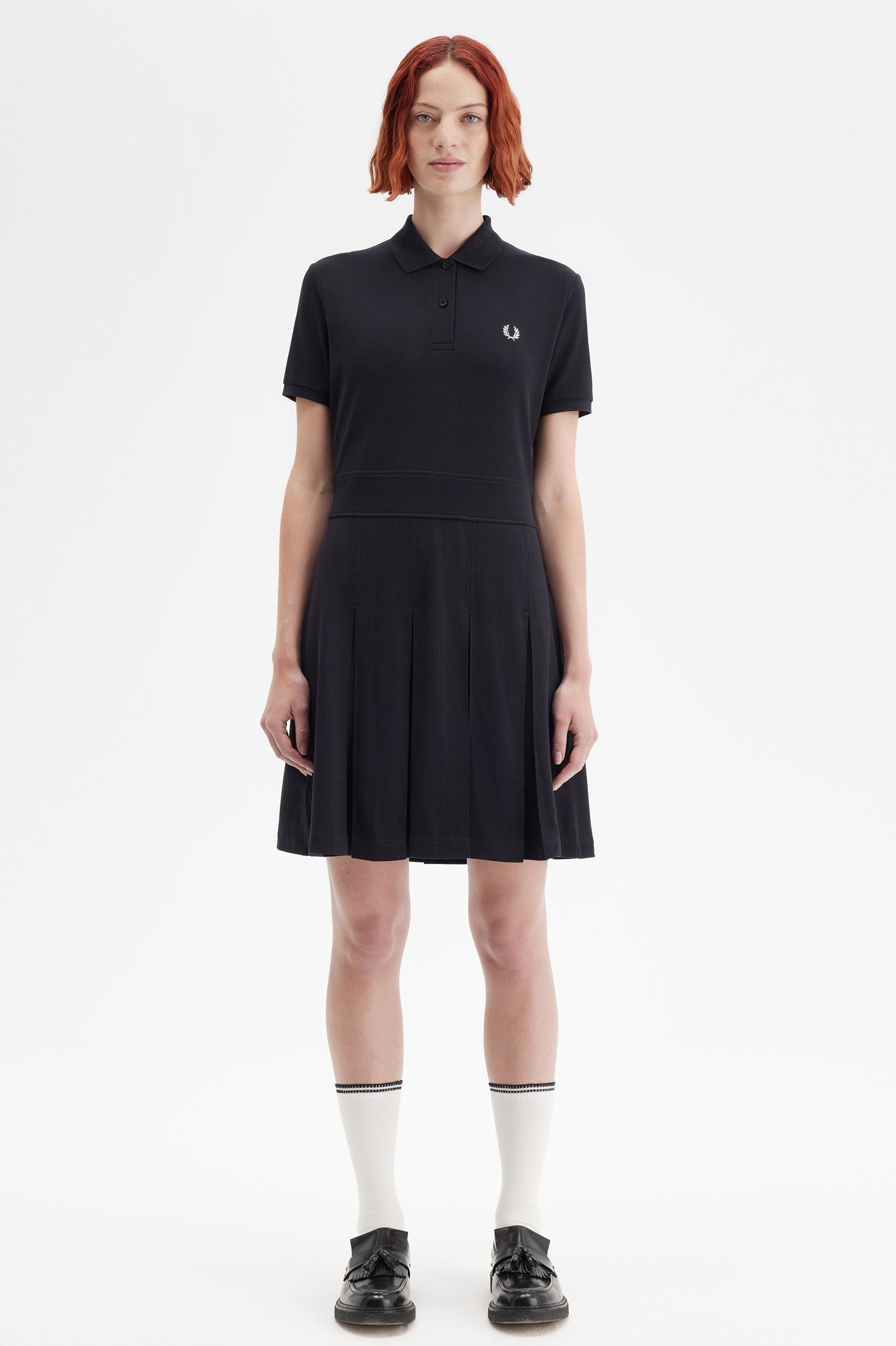 Fred Perry Pleated Tennis Dress in Black