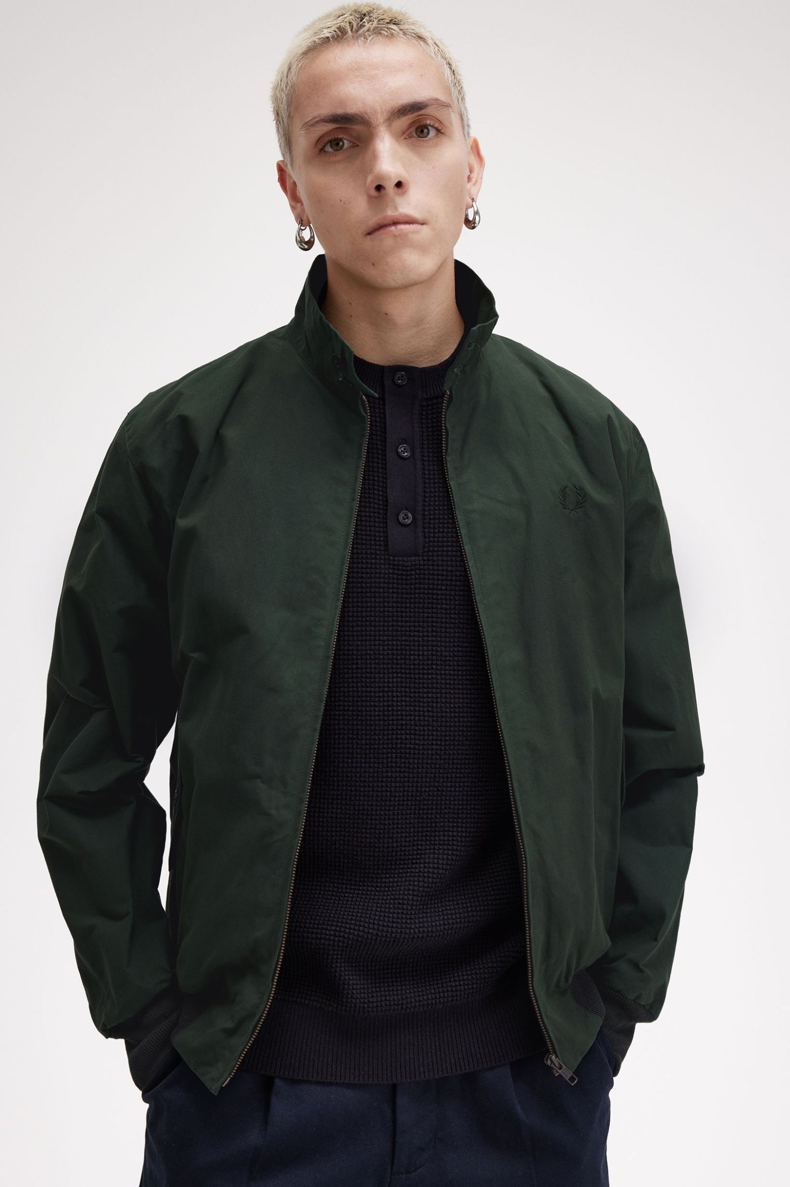 Fred Perry Made in England Harrington Waxed in Night Green