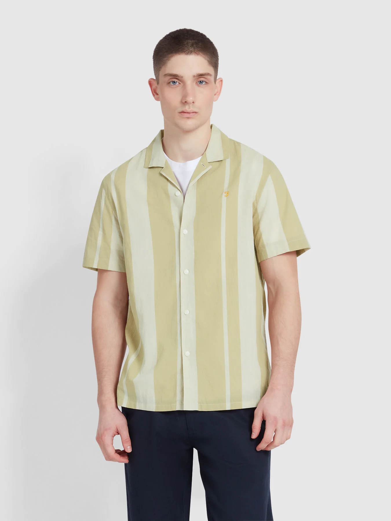 Farah Alston Short Sleeve Stripe in Hazelnut 