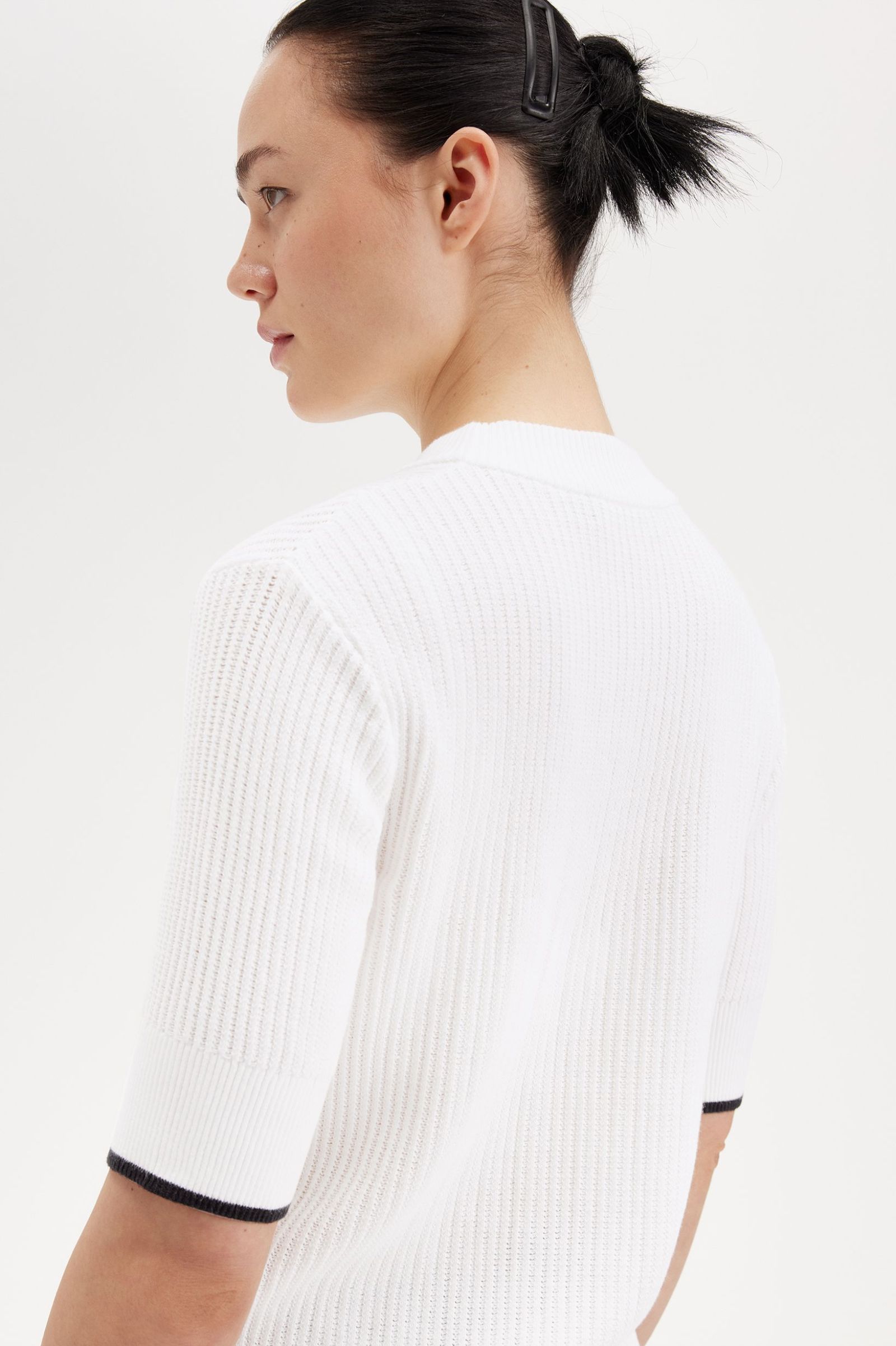 Fred Perry Mesh Knit T-Shirt in Snow White