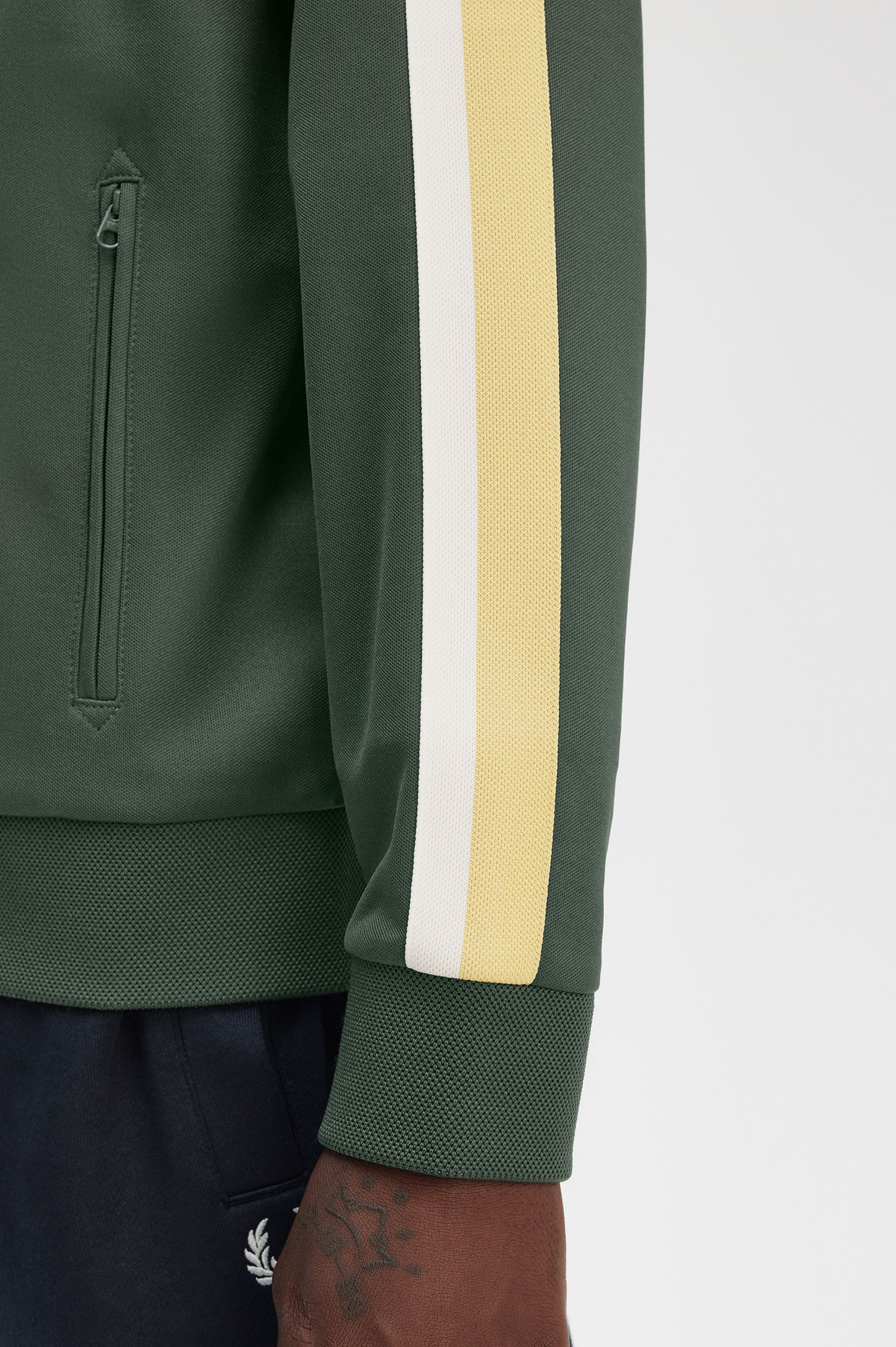 Fred Perry Two Colour Tape Track Jacket in Court Green 