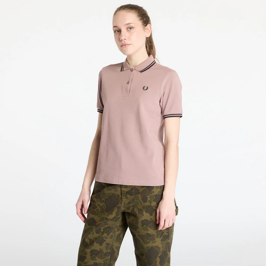 Fred Perry Twin Tipped Shirt in Dark Pink/Navy