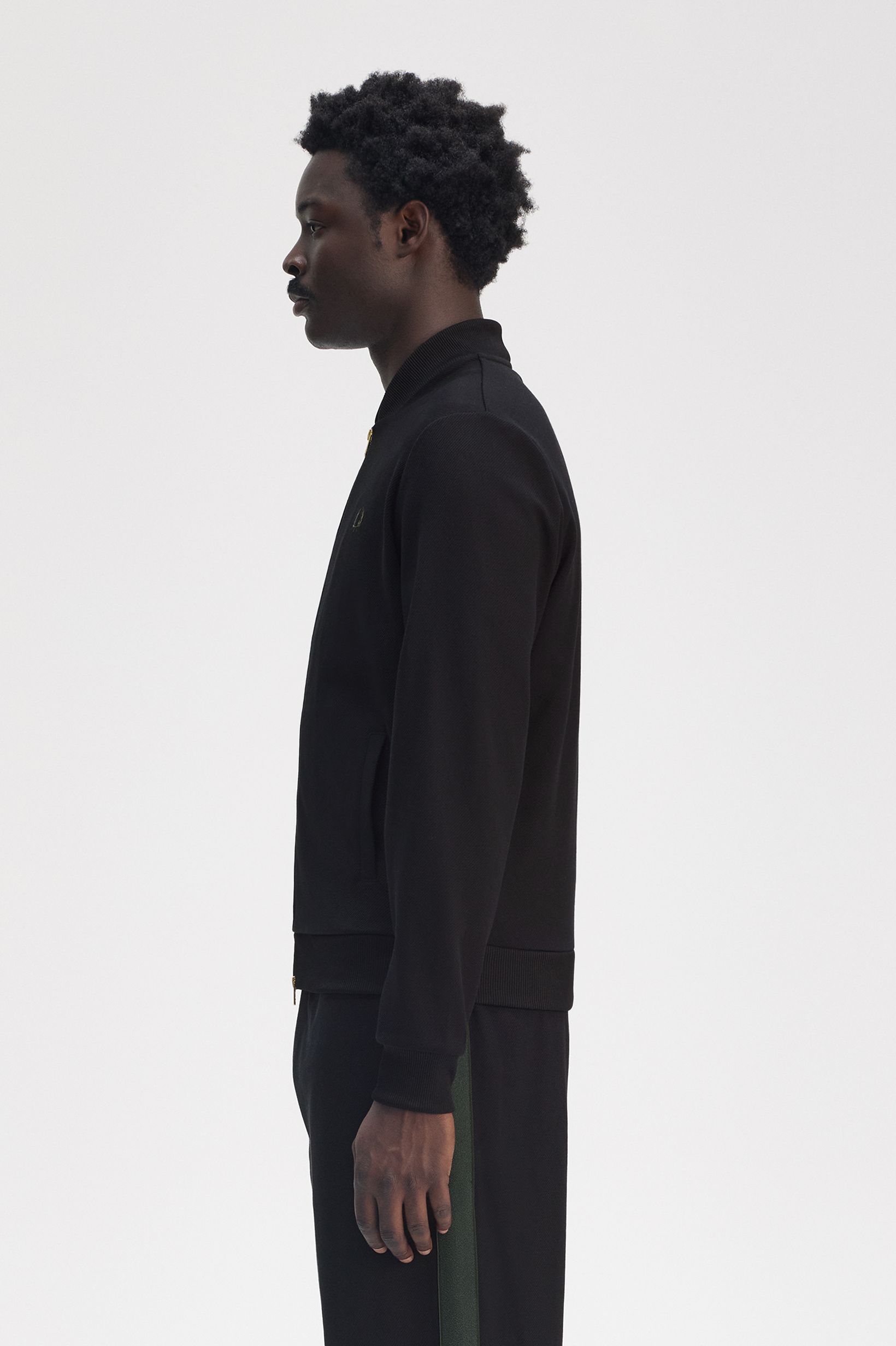 Fred Perry Towelling Tape Bomber Track Jacket in Black