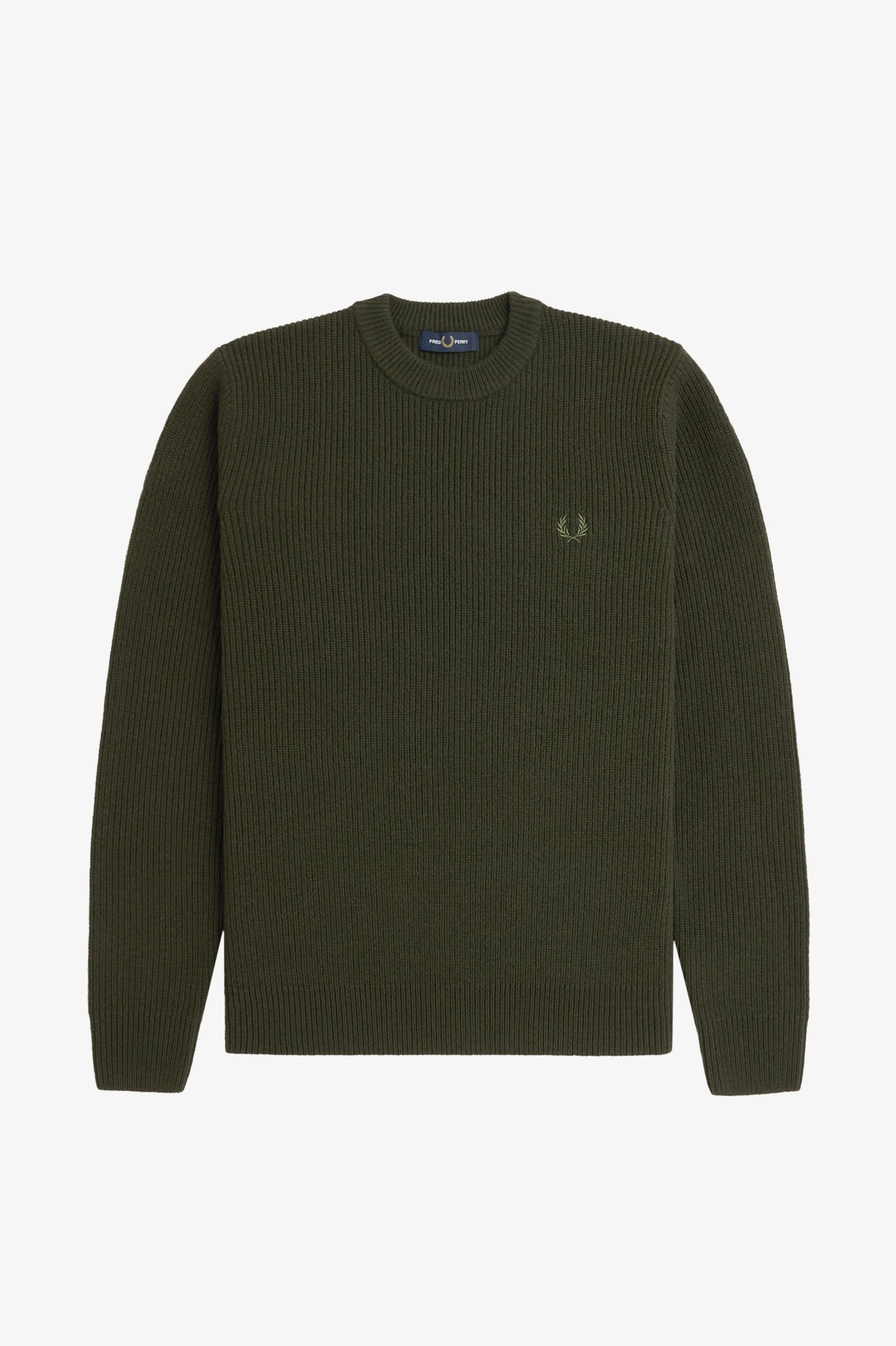 Fred Perry Lambswool Jumper in Hunting Green 