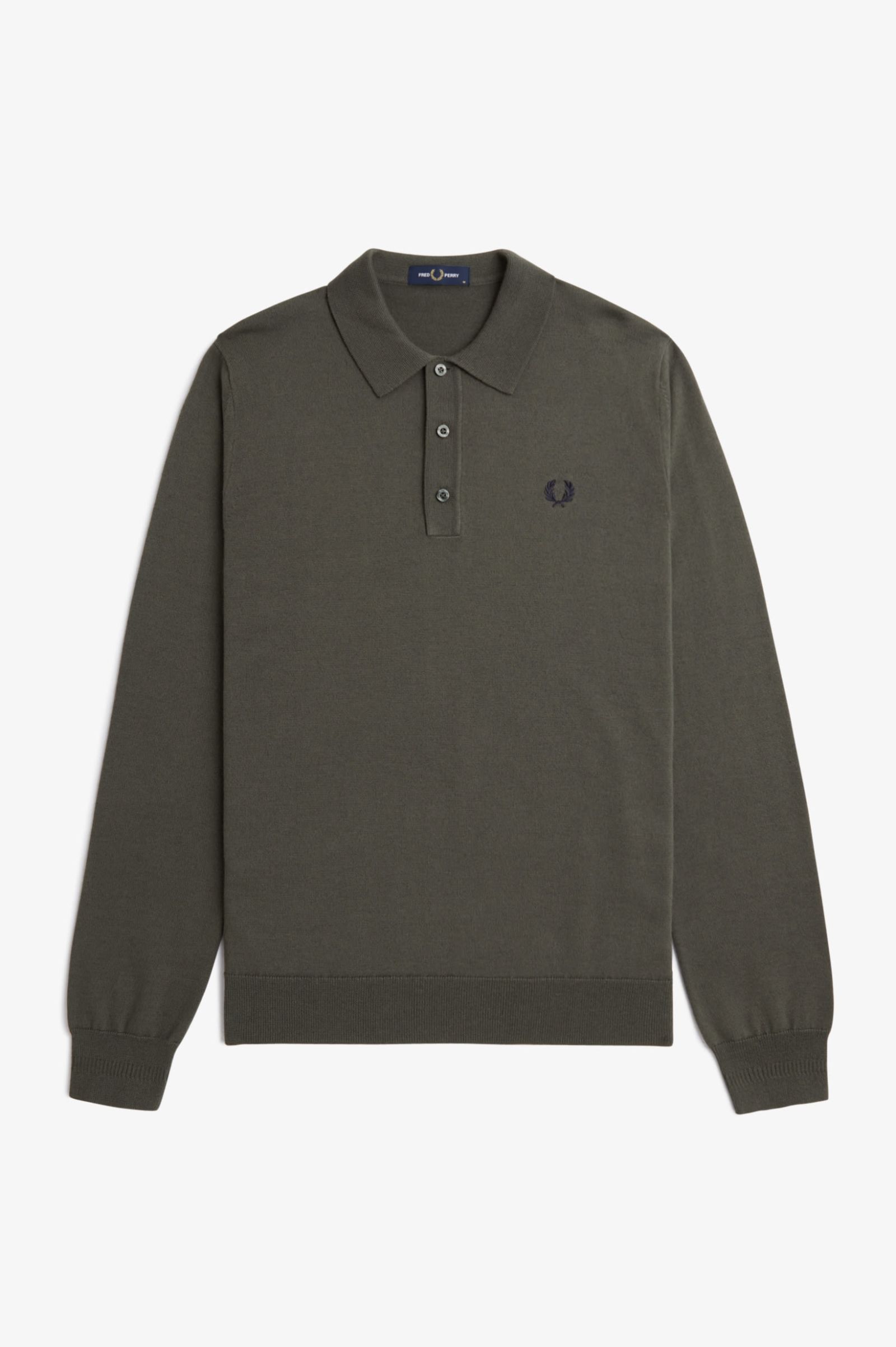 Fred Perry Classic Knitted Longsleeve Shirt in Field Green