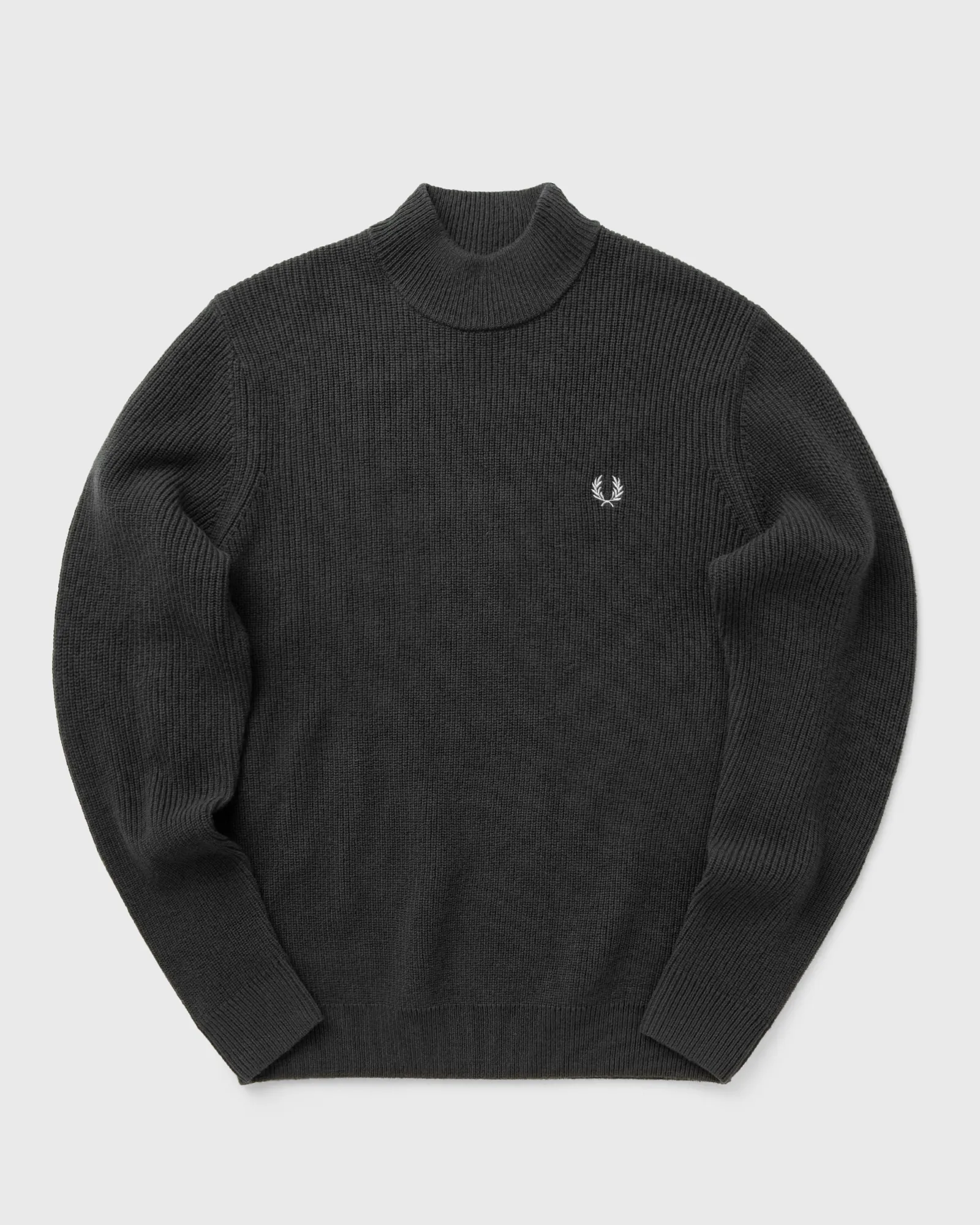 Fred Perry Lambswool Mock Neck Jumper in Anchor Grey