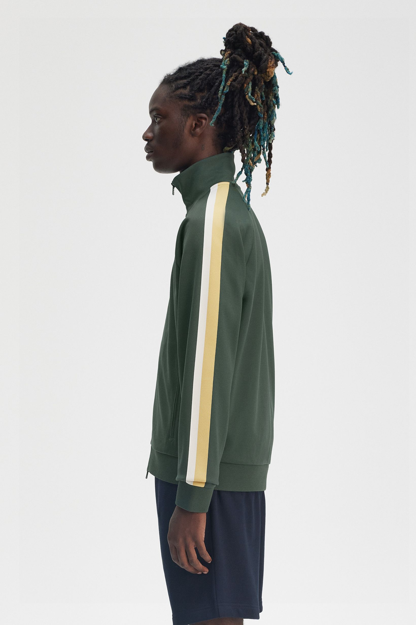 Fred Perry Two Colour Tape Track Jacket in Court Green 