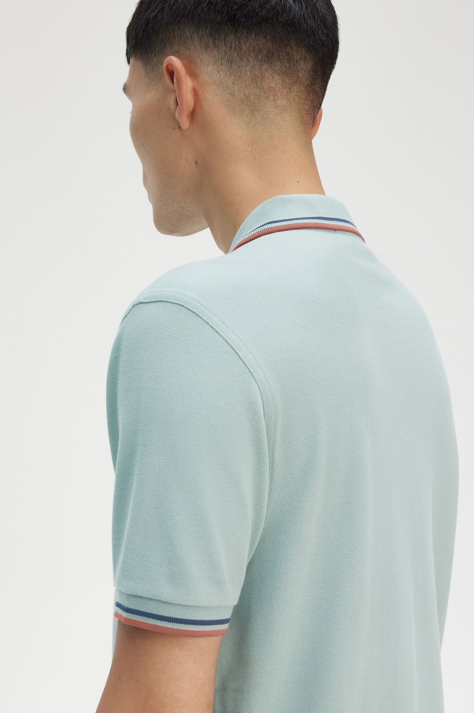 Fred Perry Twin Tipped Shirt in Silver Blue/Tennis Blue/Cinnamon