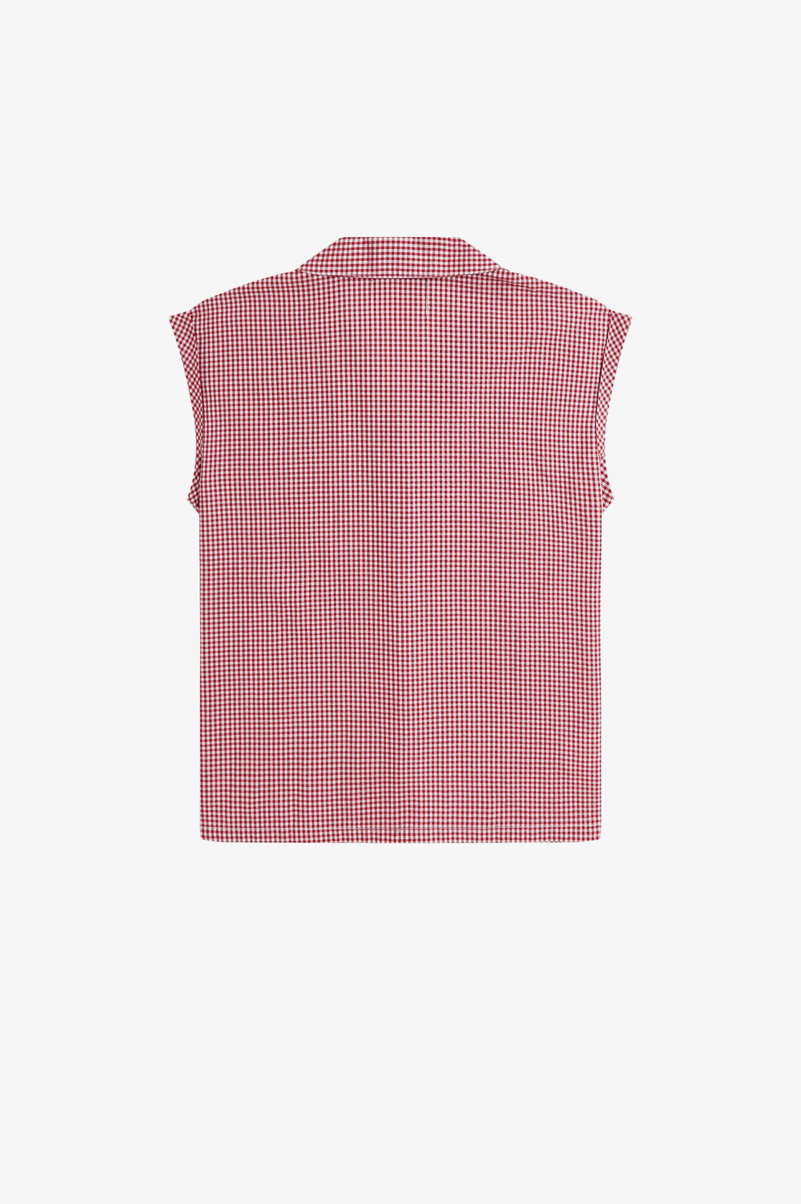 Fred Perry Amy Winehouse Open Collar Gingham Shirt in Burnt Red