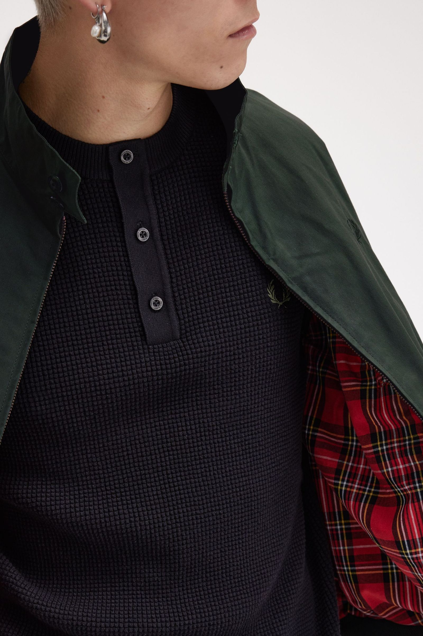 Fred Perry Made in England Harrington Waxed in Night Green