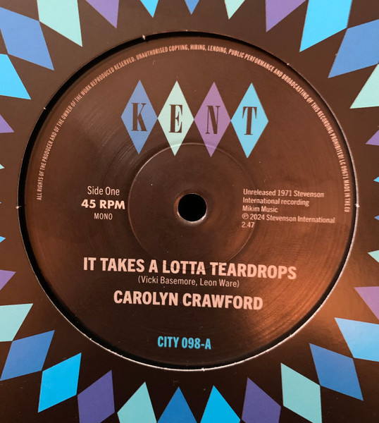 Carolyn Crawford  Hodges, James, Smith & Crawford – It Takes A Lot Of Teardrops / I'm In Love (7")  