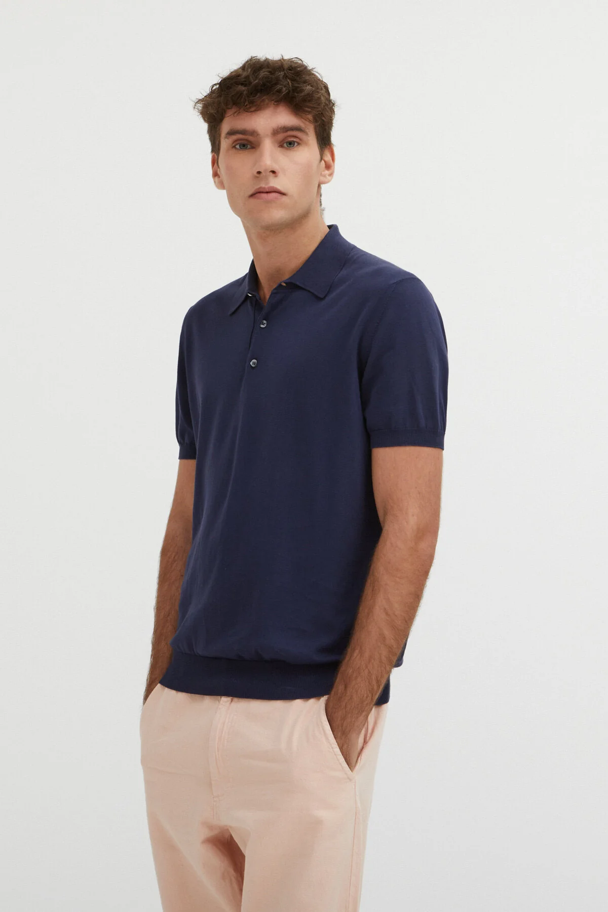 Baracuta Short Sleeved Polo in Navy