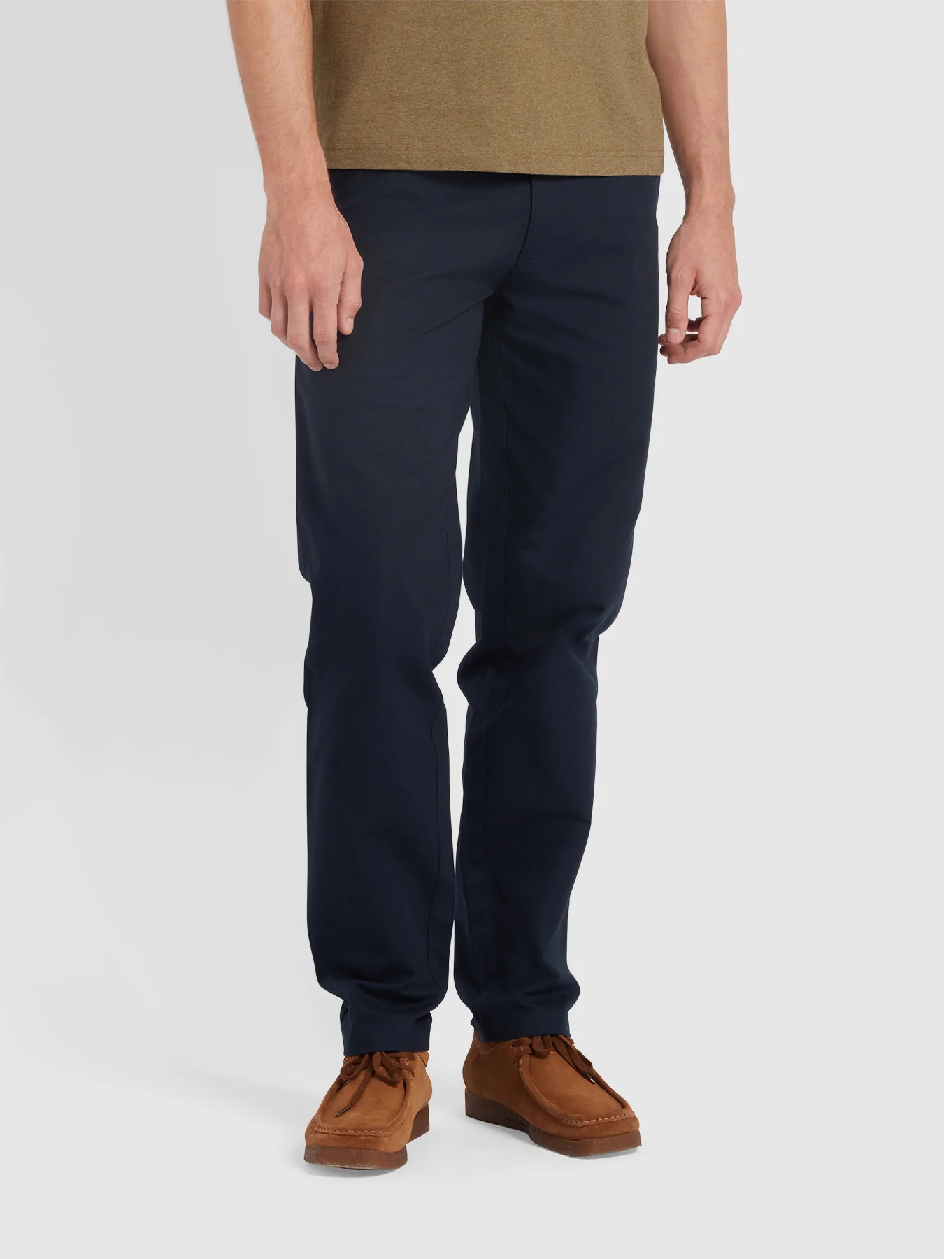 Farah Norwood Regular Fit Cotton Hopsack Trousers In True Navy