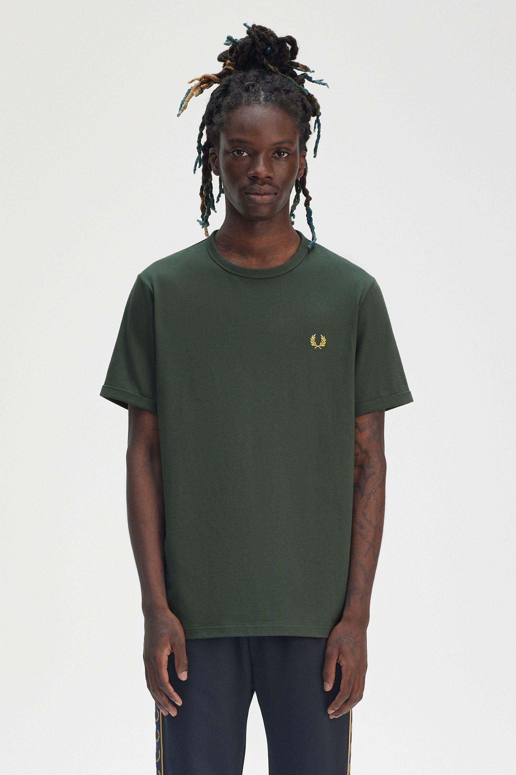 Fred Perry Ringer T-Shirt in Court Green 