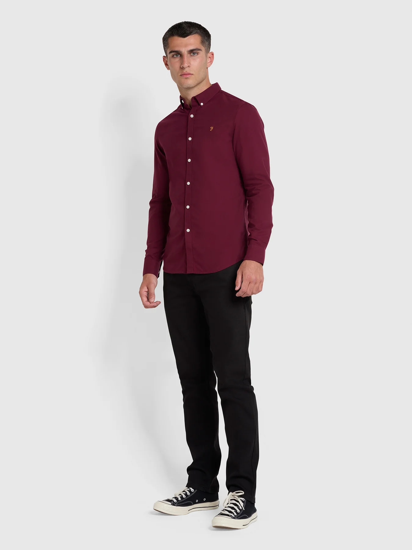 Farah Brewer Oxford Hemd in Bordeaux