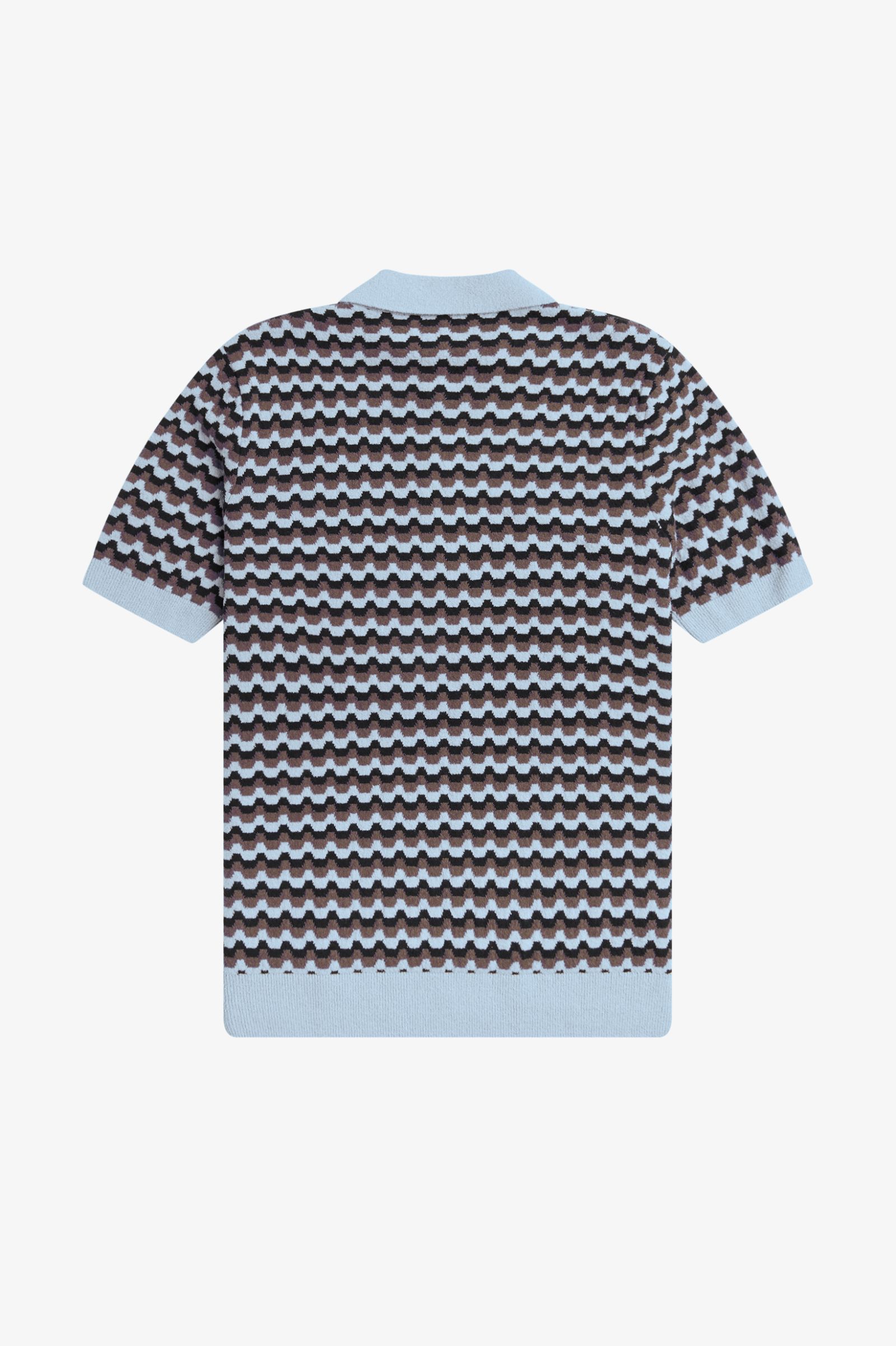 Fred Perry Boucle Jacquard Knitted Shirt Light Smoke