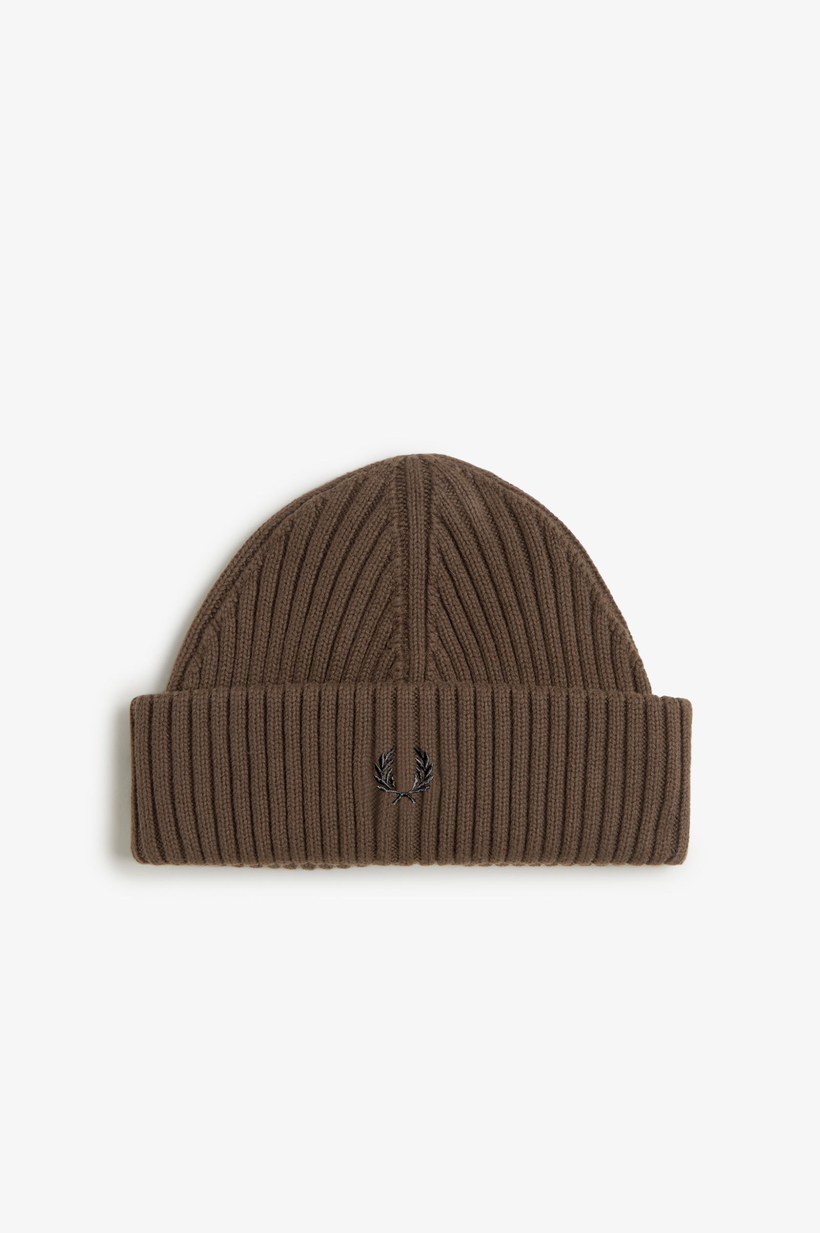 Fred Perry Cotton Rib Beanie in Burnt Tobacco 