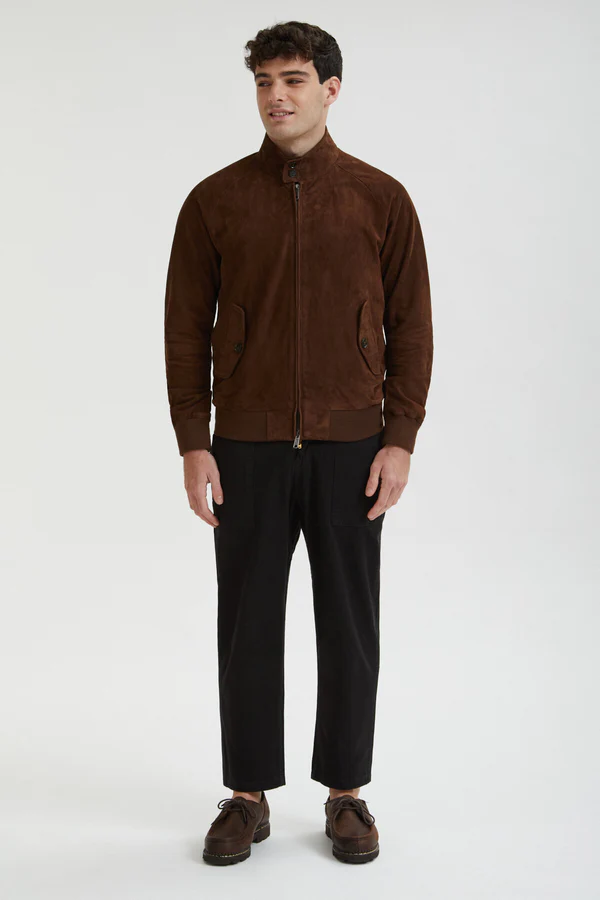 Baracuta G9 Harrington in Suede Chocolate