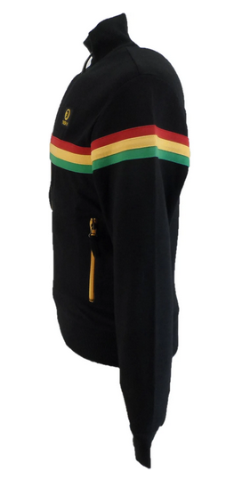 Trojan Retro-Trackjacket with Rasta-Stripes in Black