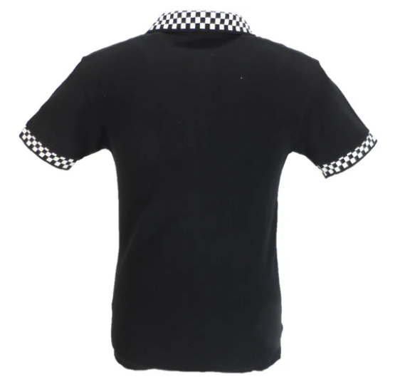 Trojan Pique Polo Shirt mit Schachbrettmuster in Black