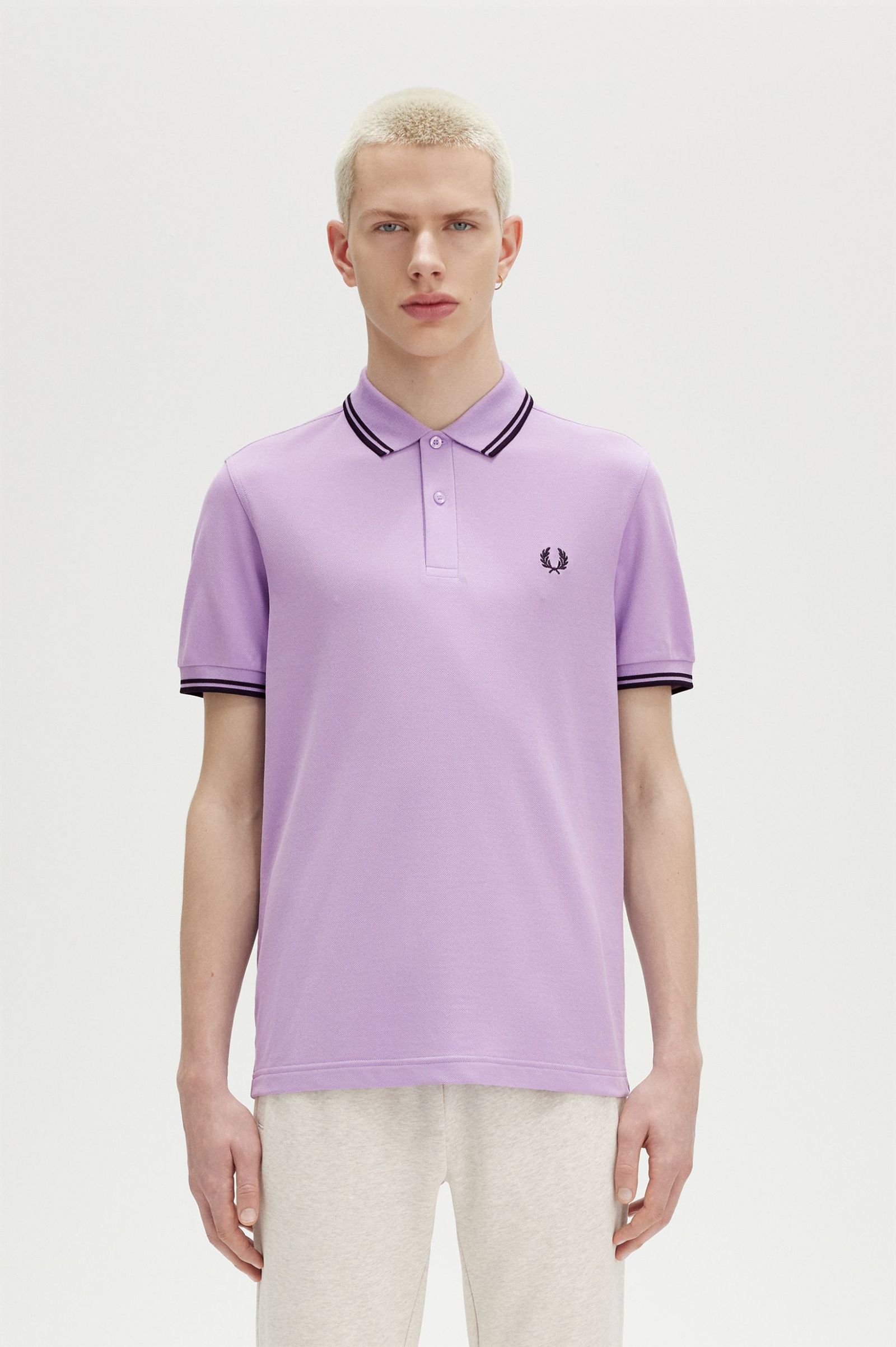 Fred Perry M3600 Twin Tipped Shirt in Ultraviolet / Navy / Navy