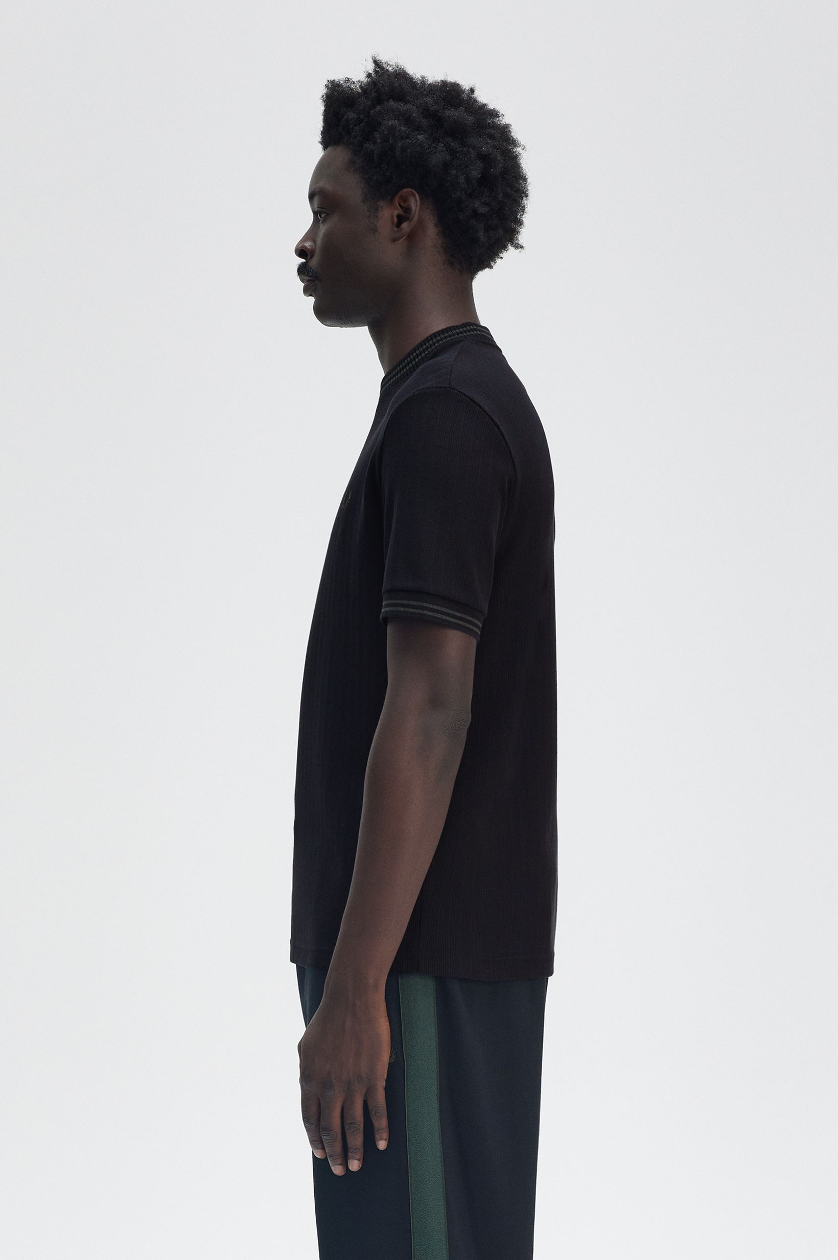 Fred Perry Made in England Ribbed Jersey T-Shirt in Black 